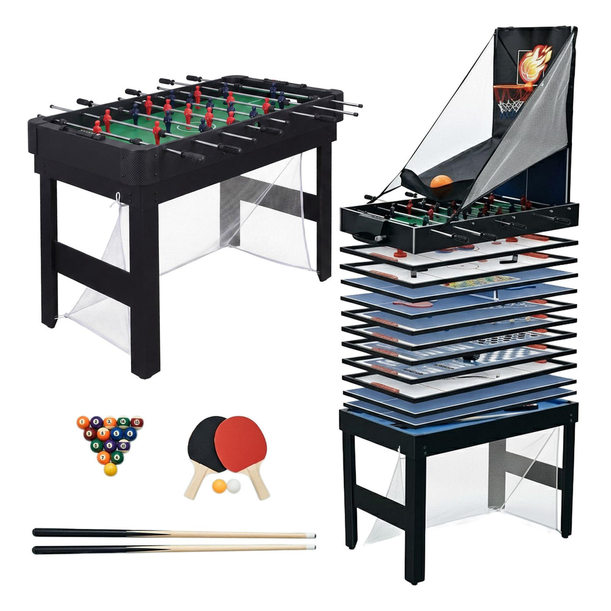 20-in-1 Multi-Game Table Set – Black, MDF, 81x107x60.5 cm