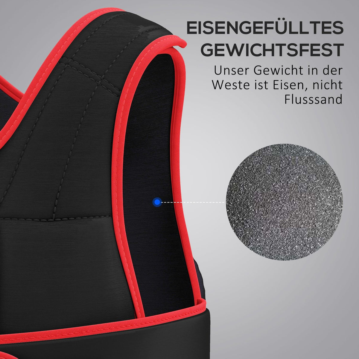 20 kg Training Vest Weight Vest with Double Straps Adjustable Strength Training Fitness Oxford Metal Sand Black + Red 60 x 50 cm