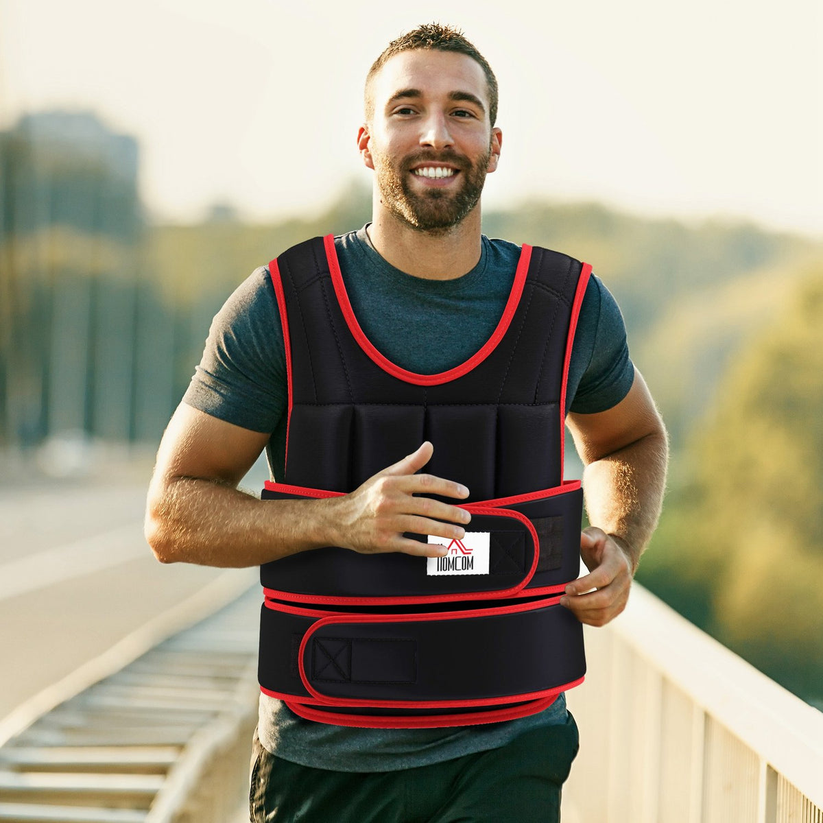 20 kg Training Vest Weight Vest with Double Straps Adjustable Strength Training Fitness Oxford Metal Sand Black + Red 60 x 50 cm