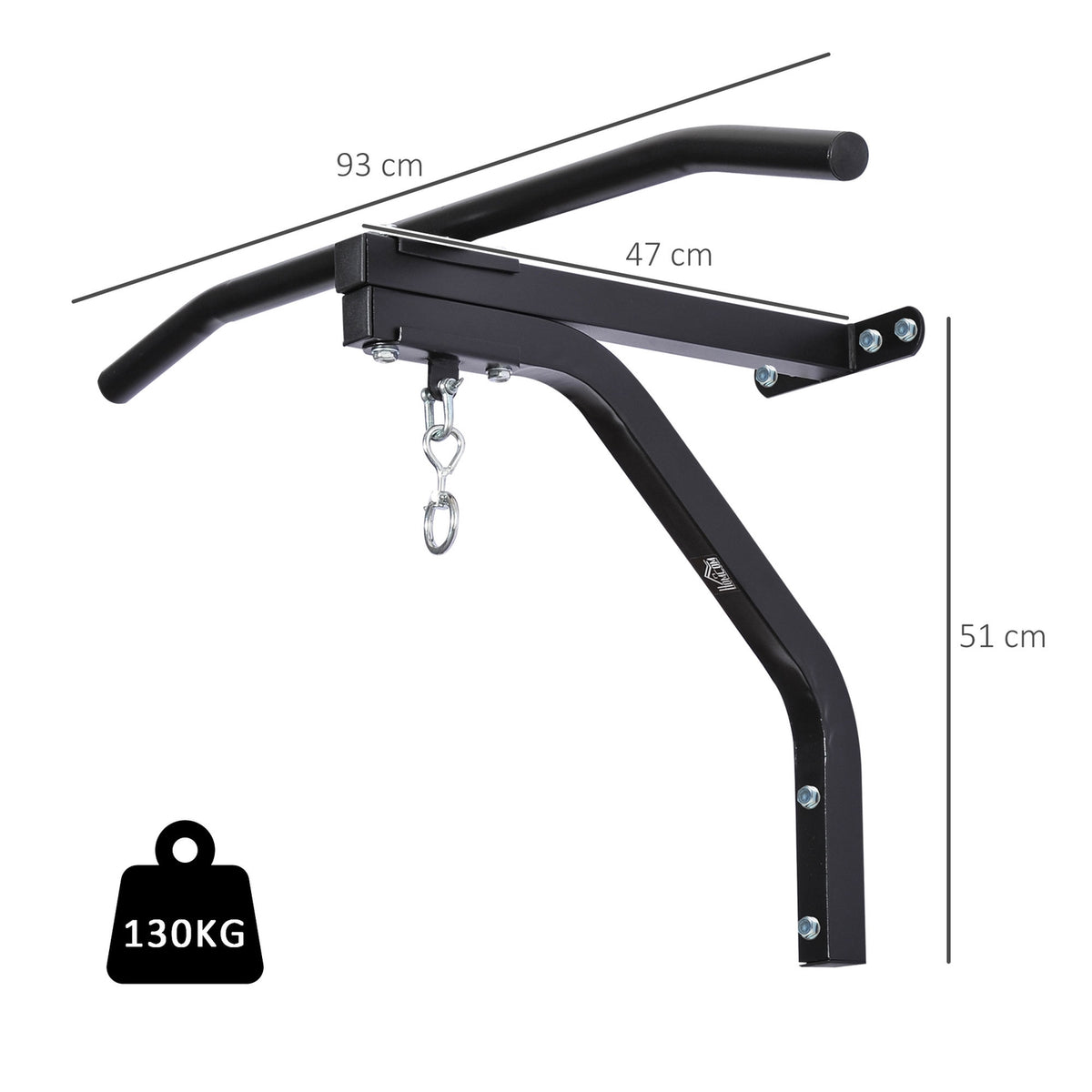 2-1 Design Punching Bag Holder Wall Mount Punching Bag Sandbag Holder Up To 130 Kg Load Capacity Hanging Stand Steel Black 93 X 47 X 51 Cm