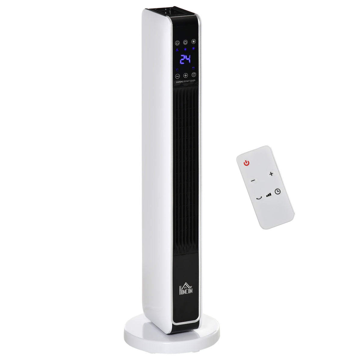 2200W Fan Heater Electric Heater With Remote Control 8-Hour Timer Oscillation Heater Abs Pa White + Black 21 X 21 X 73 Cm