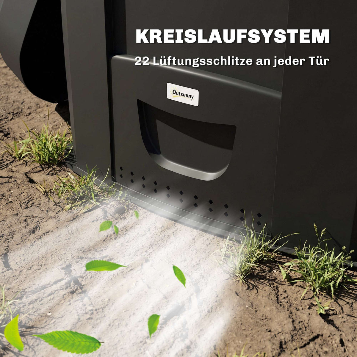 240L Garden Compost Bin, Open Base, 3 Access Doors