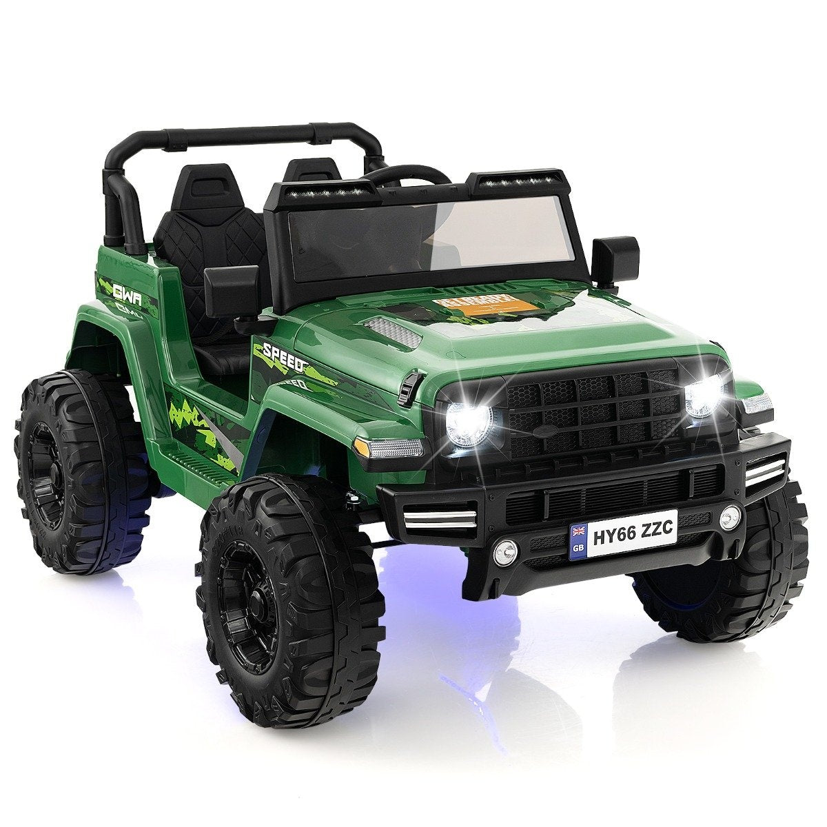 24V 2 Seater Children's Electric Car with Remote Control & Music & Horn & LED Lights Children's Car Green