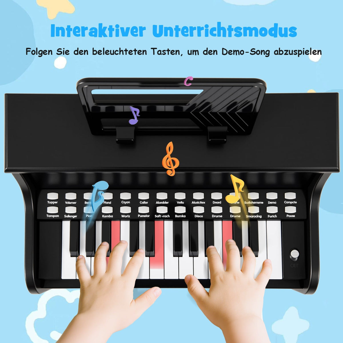 25-Key Kids Digital Piano with Stool, Adjustable Speed