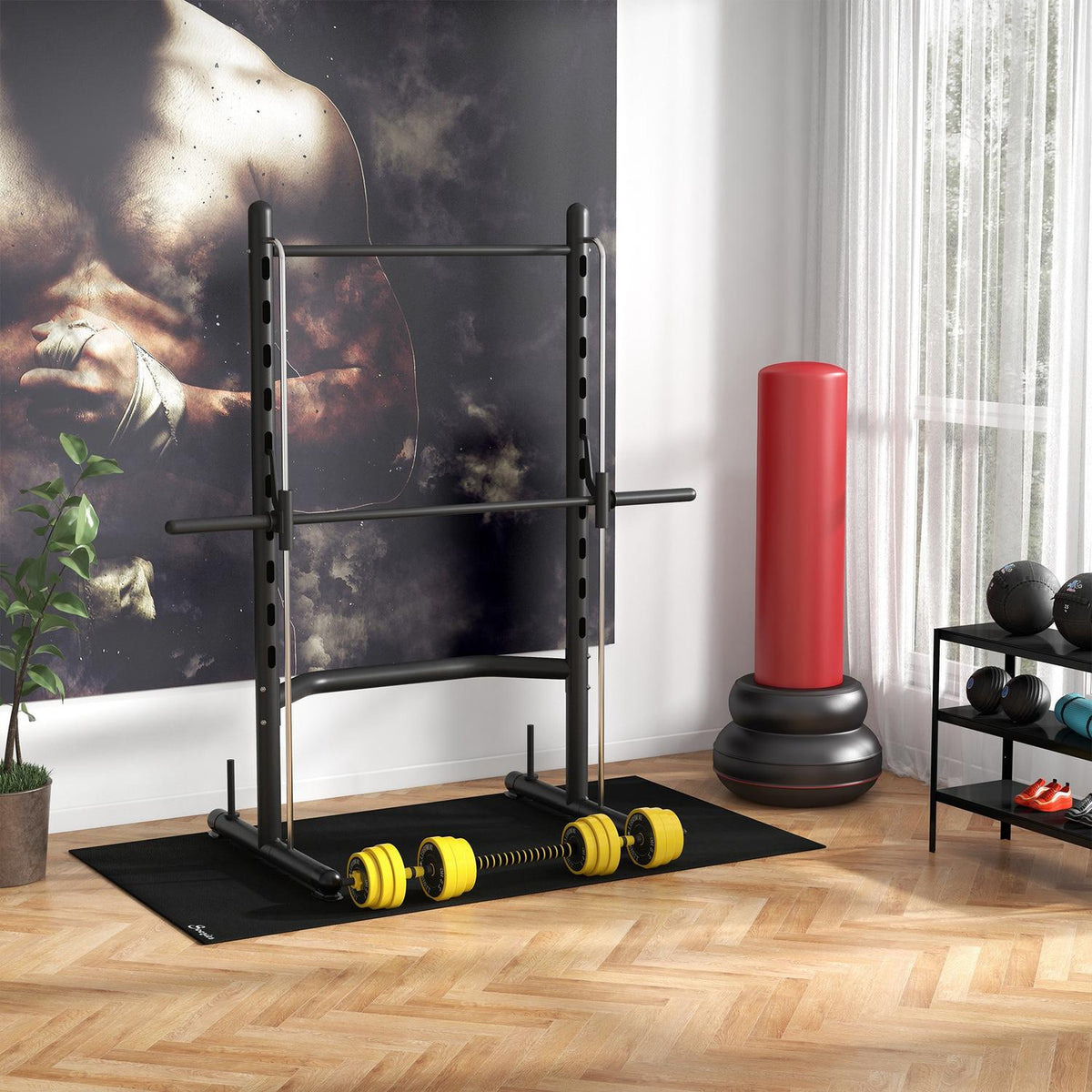 25 kg dumbbell set 3-in-1 adjustable ergonomic with 12 plates 2 short sticks and 1 long stick in yellow black for fitness