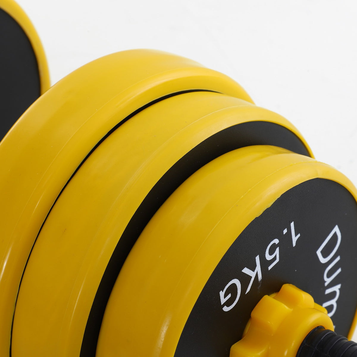25 kg dumbbell set 3-in-1 adjustable ergonomic with 12 plates 2 short sticks and 1 long stick in yellow black for fitness