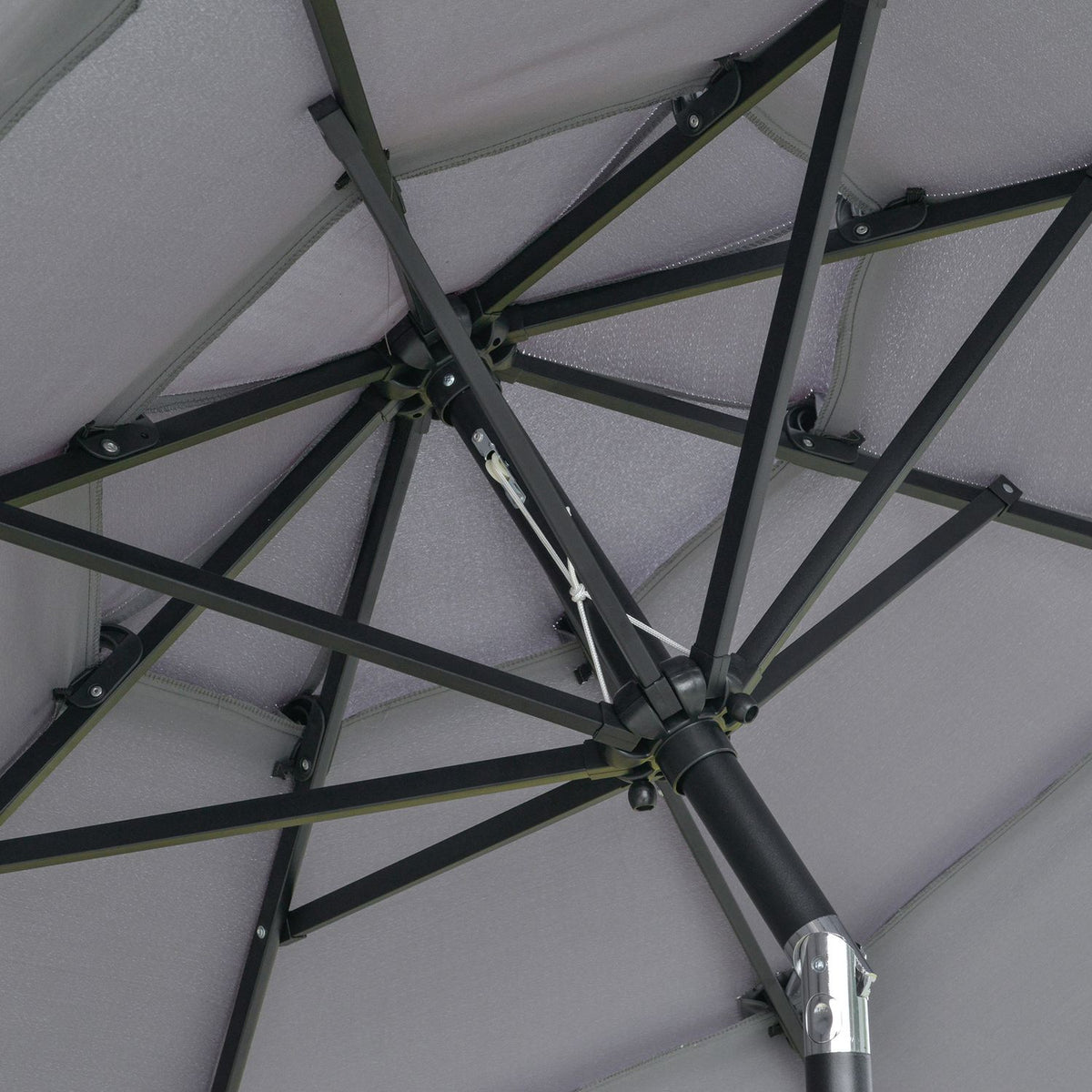 2.6M Parasol With 3 Tier Roof Hand Crank Patio Umbrella Rotating Market Umbrella 8 Ribs Garden Umbrella With Sun Protection Steel