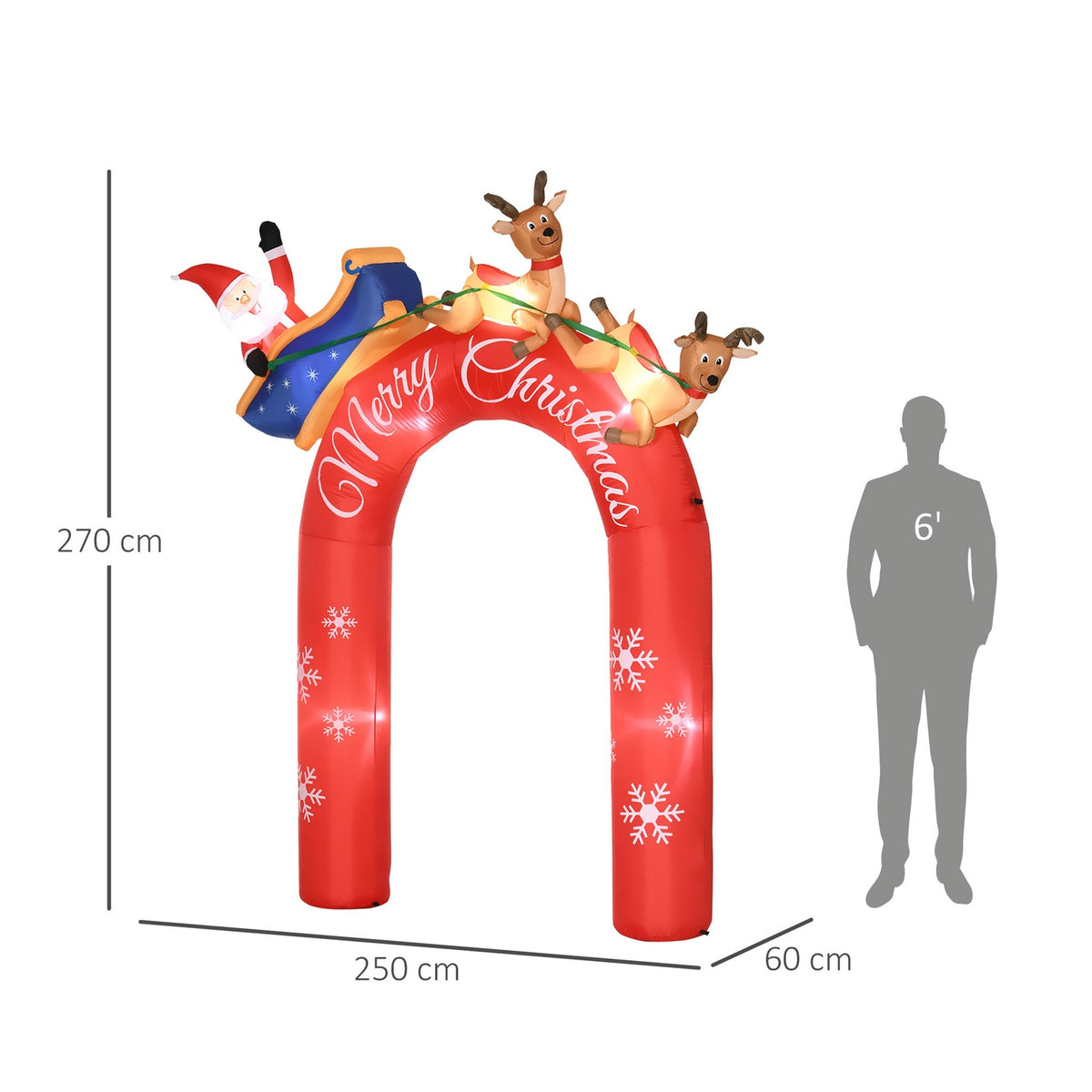 270Cm Inflatable Christmas Decoration Archway With Santa Claus And Led Light Christmas Figures Decoration Props Waterproof Polyester