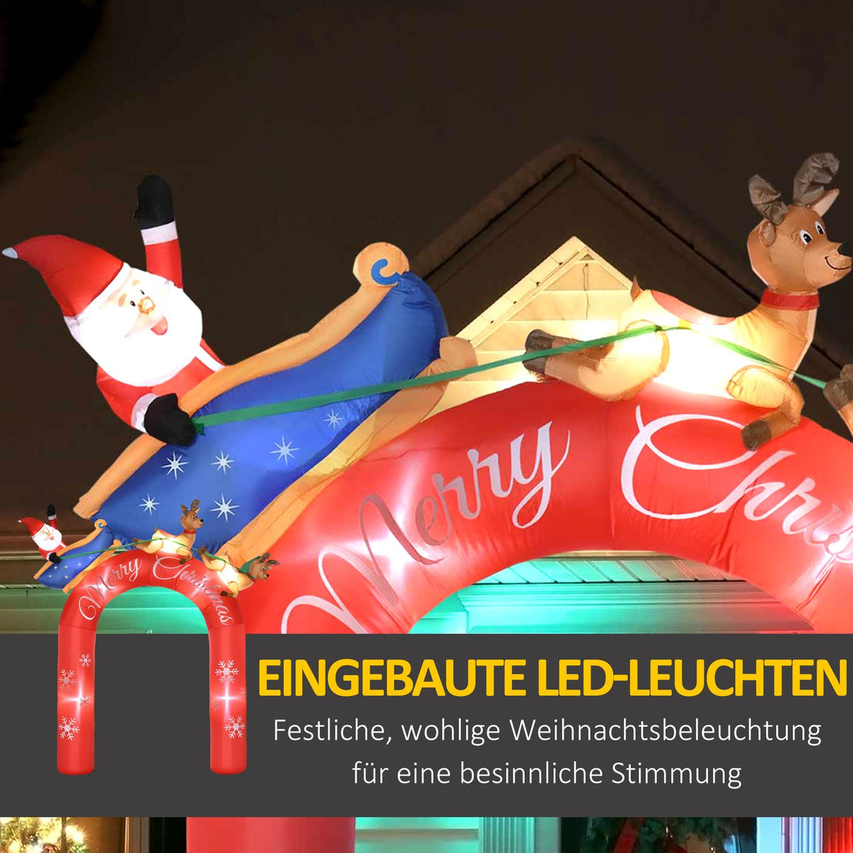 270Cm Inflatable Christmas Decoration Archway With Santa Claus And Led Light Christmas Figures Decoration Props Waterproof Polyester