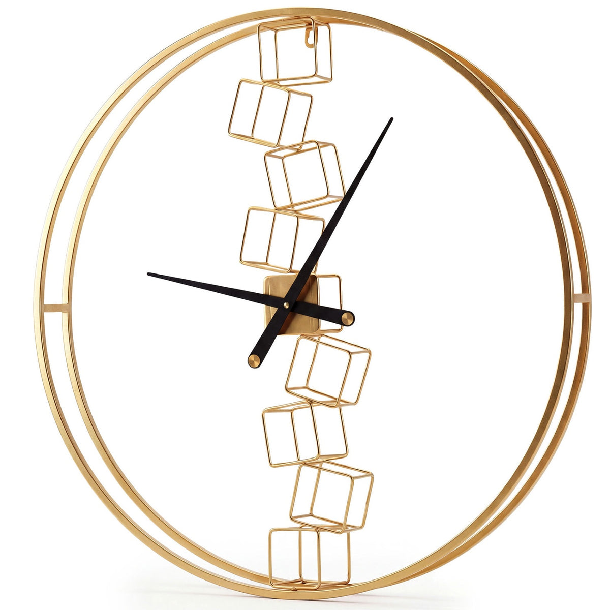27-Inch Wall Clock, Non-Ticking Quartz, Yellow Metal Frame
