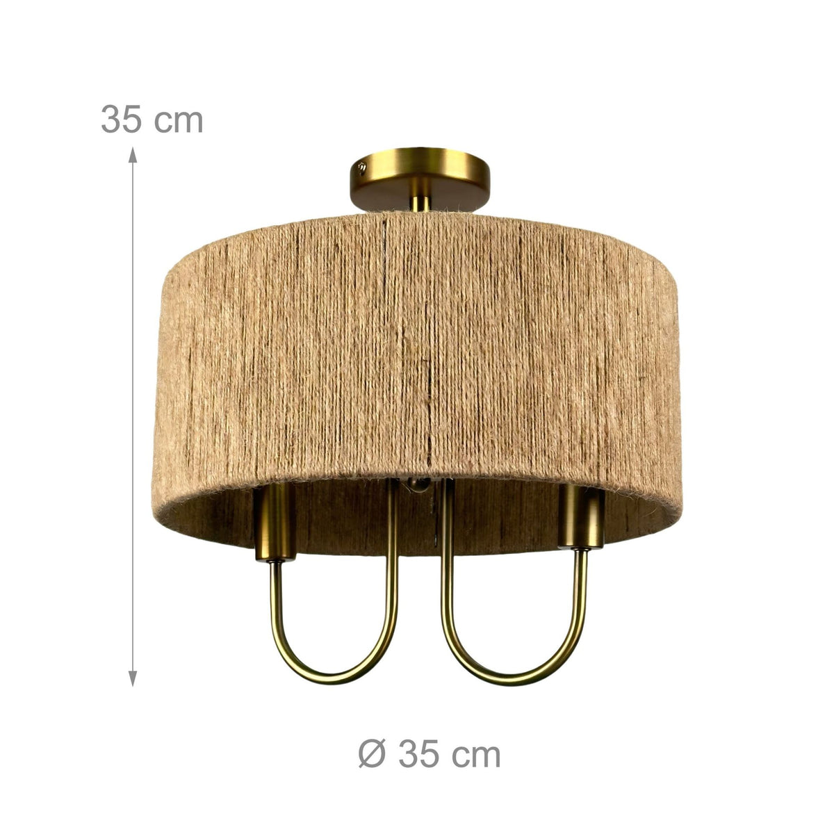 2-Bulb Ceiling Lamp, Paper Cord & Bronze Finish