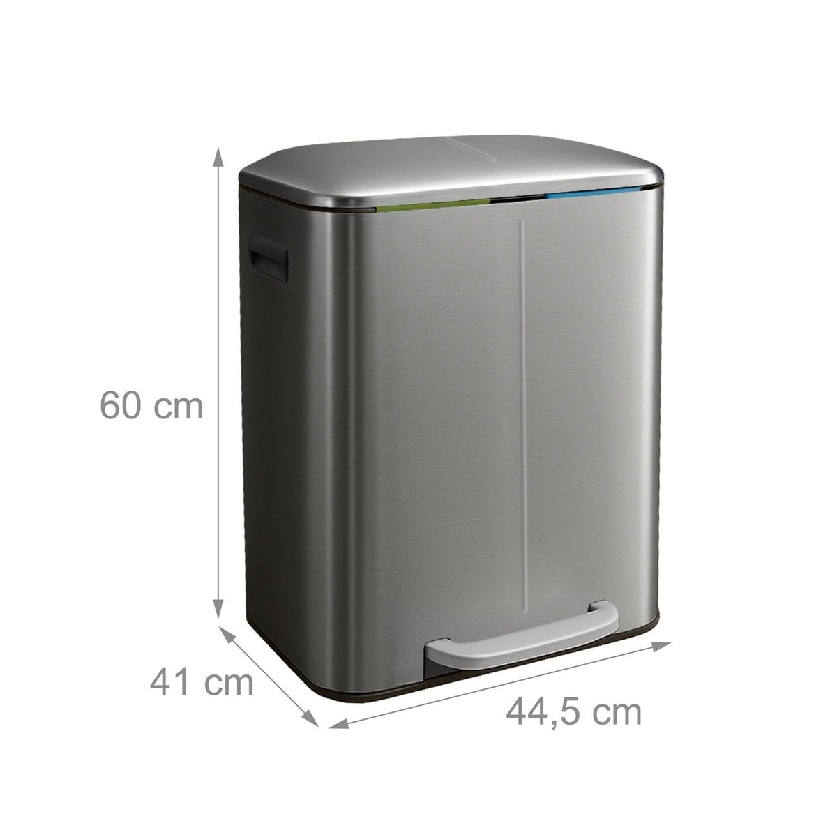 2-Compartment Kitchen Waste Bin, Pedal & Soft-Close