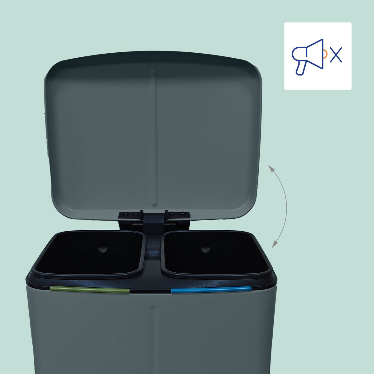 2-Compartment Kitchen Waste Bin, Soft-Close, Pedal-Operated