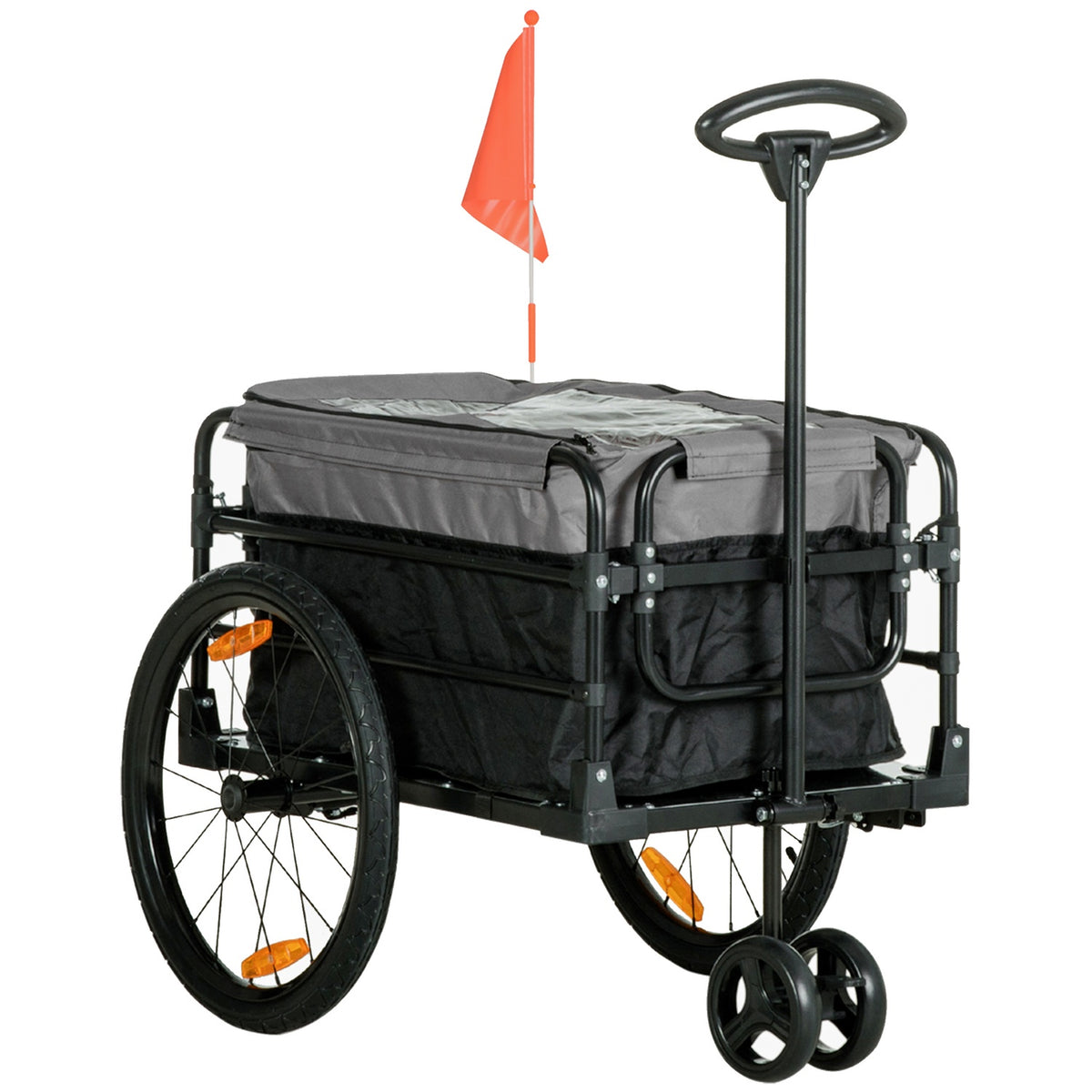 2-In-1 Bicycle Trailer Cargo Trailer Transport Trailer For Bicycle With 20 Inch Pneumatic Tires 40 Kg Load Capacity 130 X 64 X 64/103 Cm