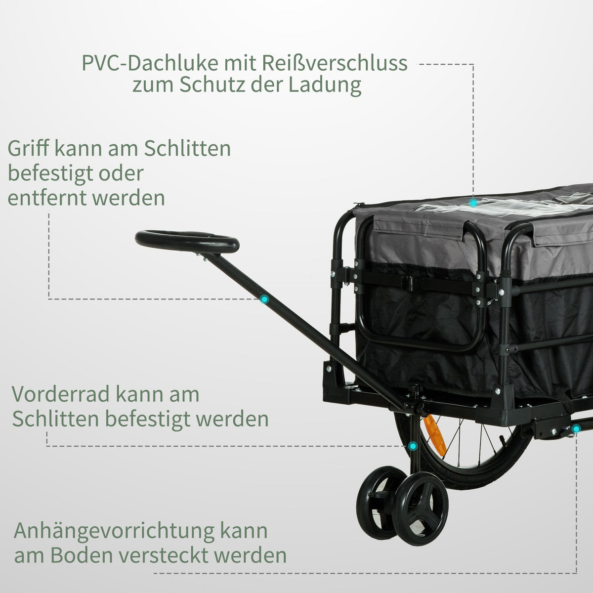 2-In-1 Bicycle Trailer Cargo Trailer Transport Trailer For Bicycle With 20 Inch Pneumatic Tires 40 Kg Load Capacity 130 X 64 X 64/103 Cm