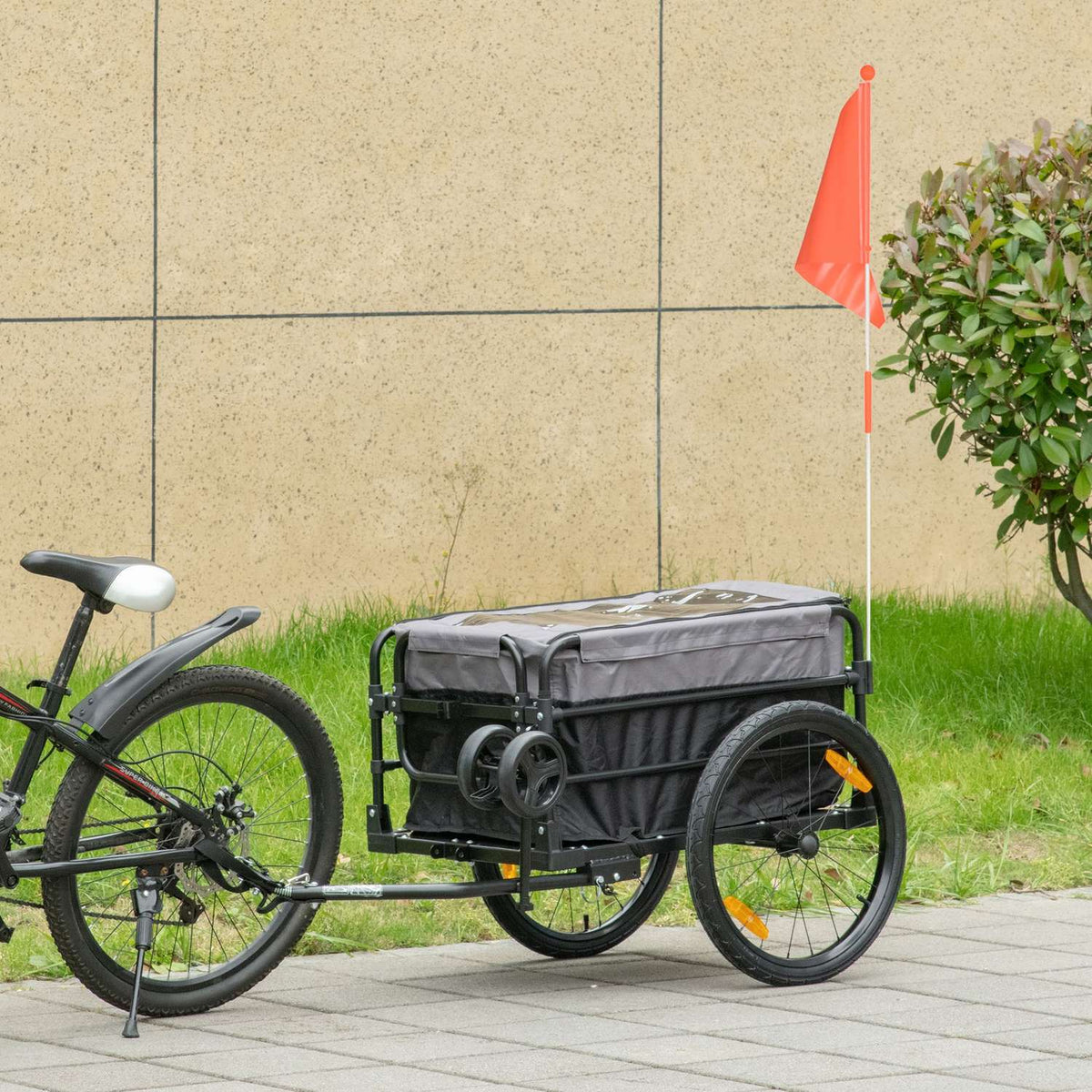 2-In-1 Bicycle Trailer Cargo Trailer Transport Trailer For Bicycle With 20 Inch Pneumatic Tires 40 Kg Load Capacity 130 X 64 X 64/103 Cm