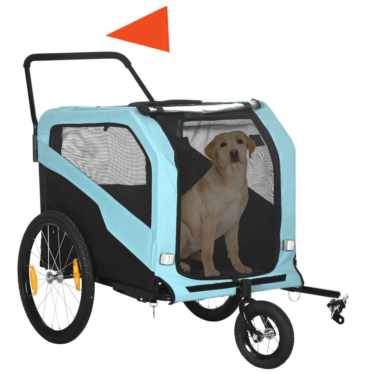 2-In-1 Dog Trailer, Bicycle Trailer For Dogs, Dog Stroller With Reflectors, Dog Buggy Max. 30Kg, Oxford Fabric, Blue