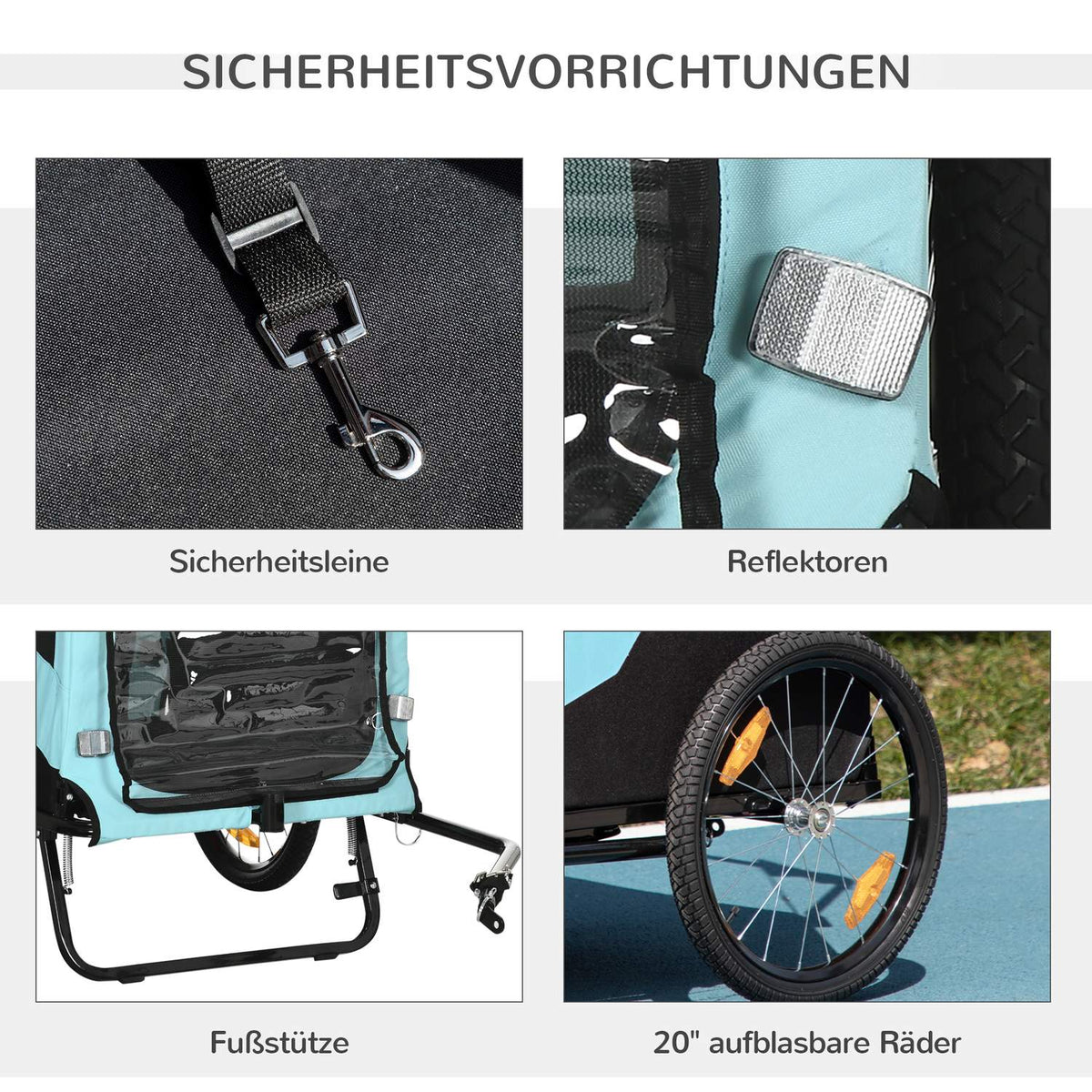 2-In-1 Dog Trailer, Bicycle Trailer For Dogs, Dog Stroller With Reflectors, Dog Buggy Max. 30Kg, Oxford Fabric, Blue