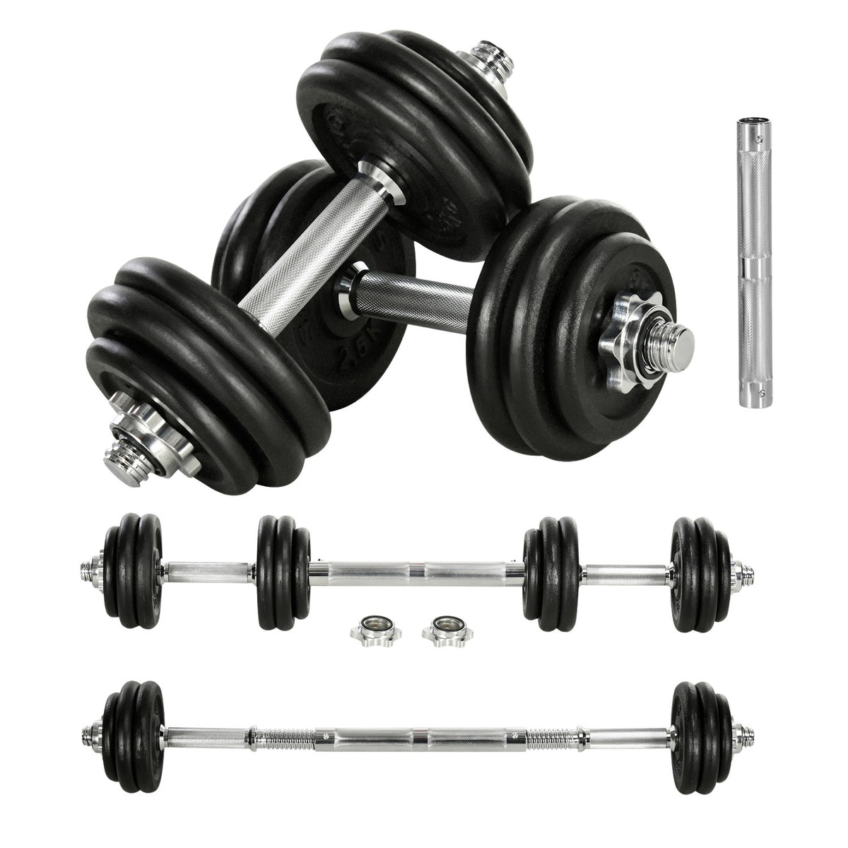 2-In-1 Dumbbell Set 30 Kg Dumbbell Set, Adjustable, With 12 Weight Plates, For Strength Training, Black