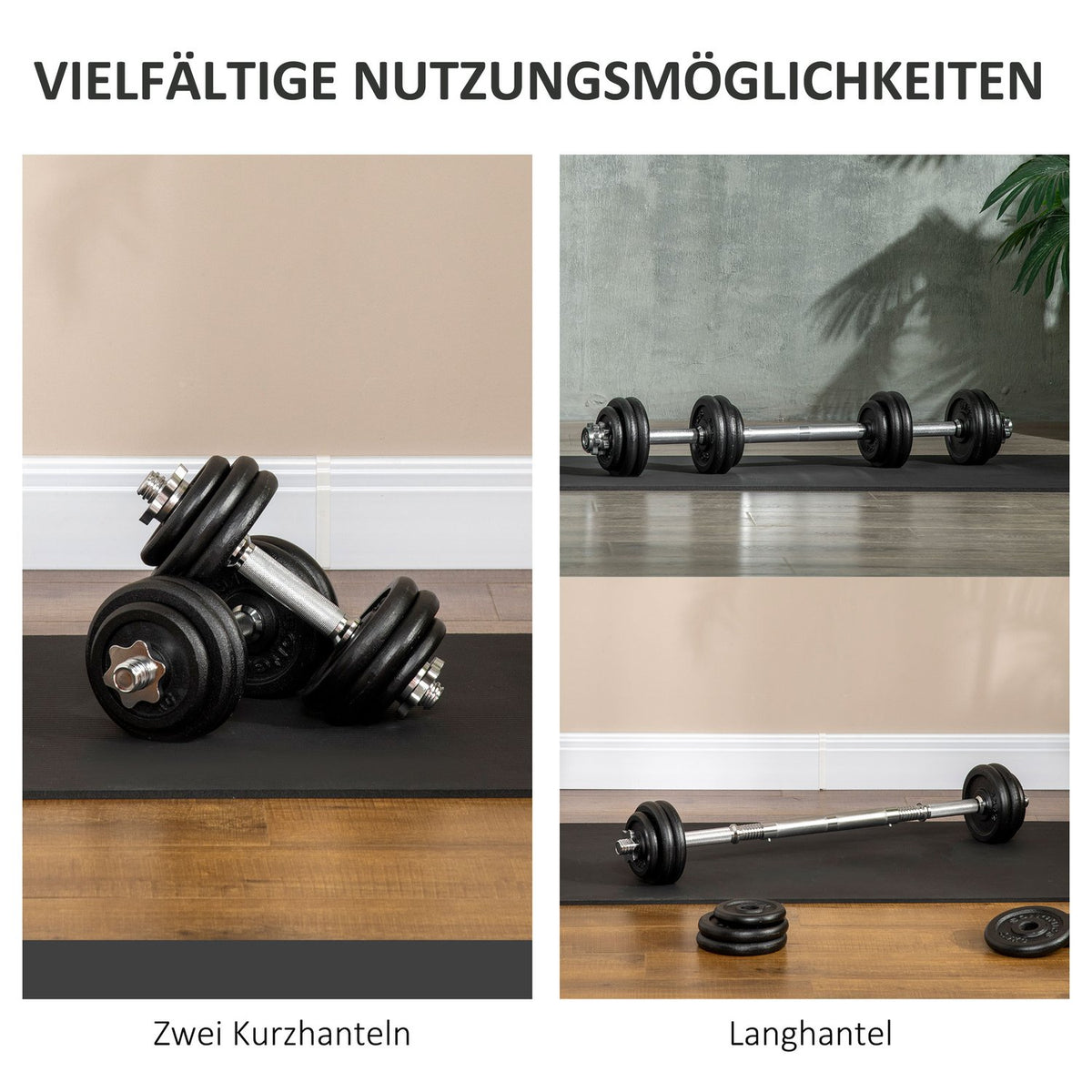 2-In-1 Dumbbell Set 30 Kg Dumbbell Set, Adjustable, With 12 Weight Plates, For Strength Training, Black