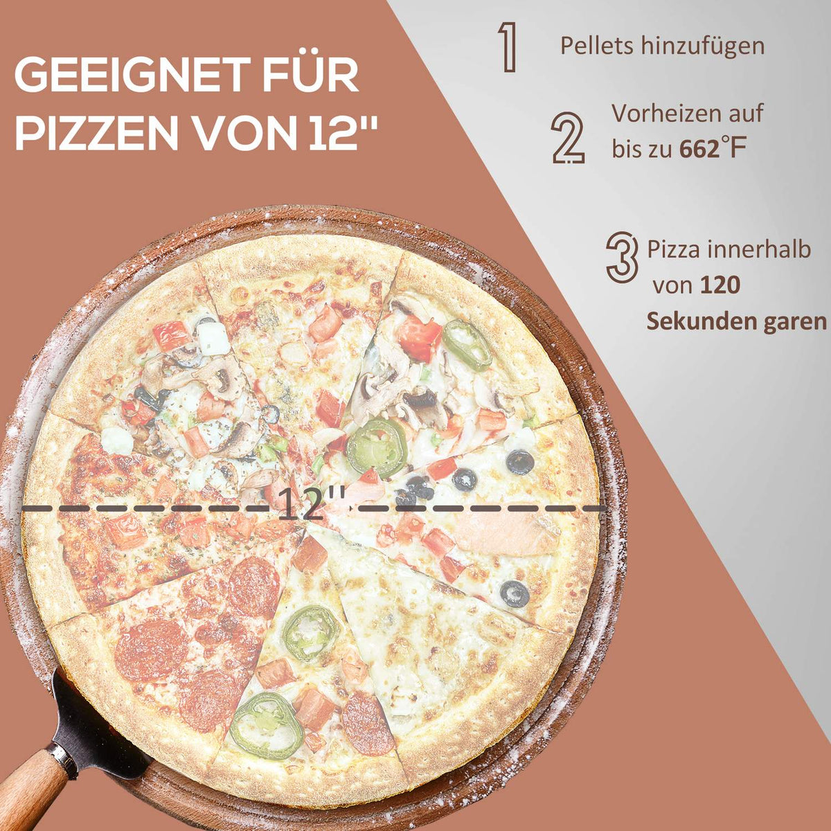 2-In-1 Pizza Oven, Wood-Fired Oven With Pizza Stone, Pizza Shovel, Pizza Peel, Foldable, Steel, Black, Outdoor Bbq