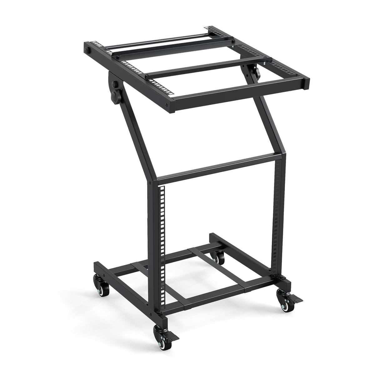2-Layer Adjustable Audio Rack with Locking Wheels