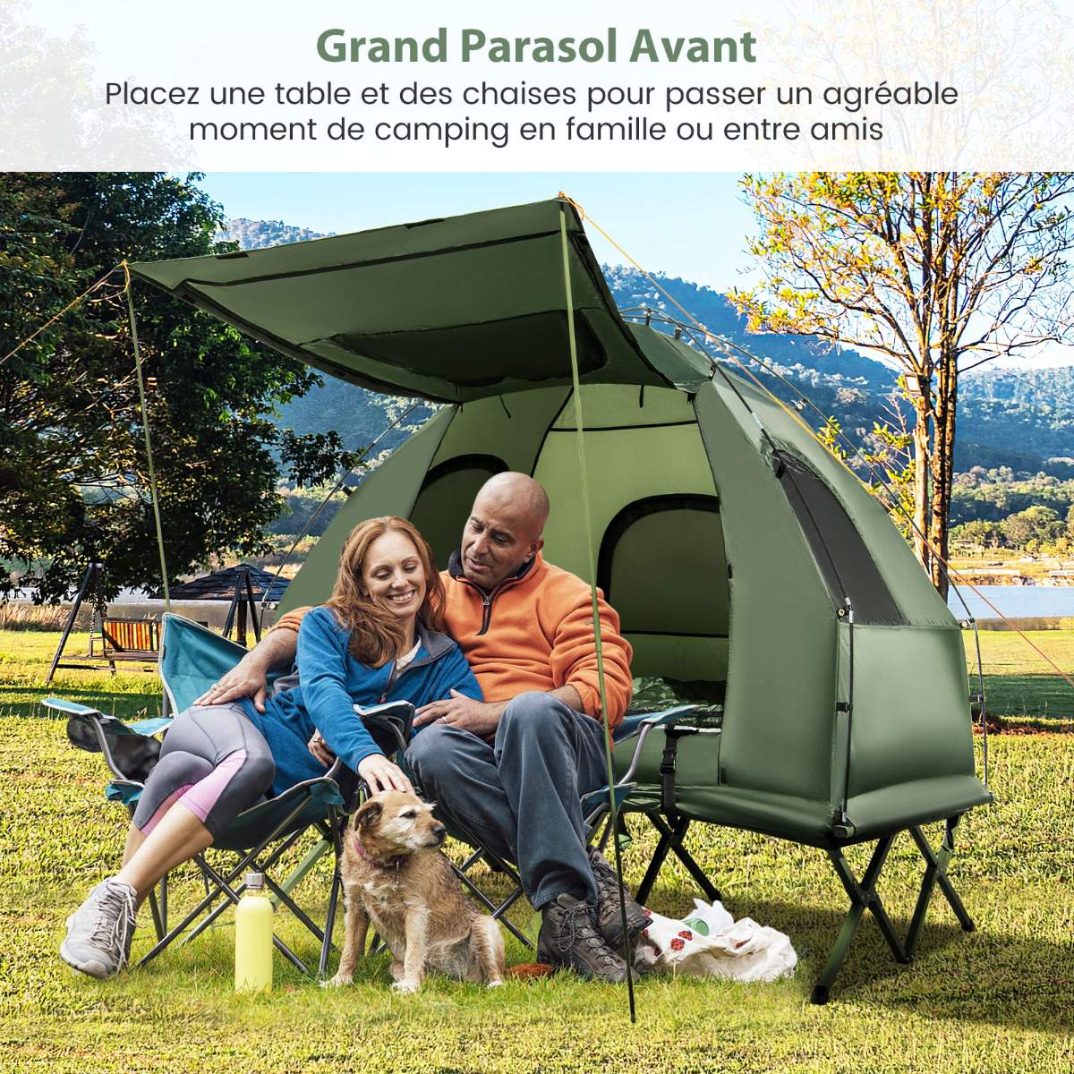 2-Person Camping Tent Cot Set With Air Mattress, 2 Bags