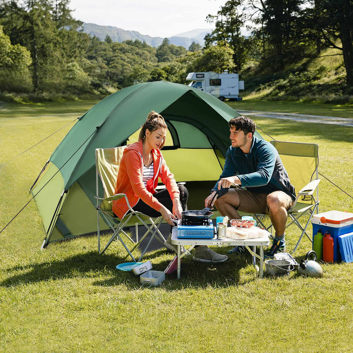2-Person Camping Tent With Removable Rainfly, Green