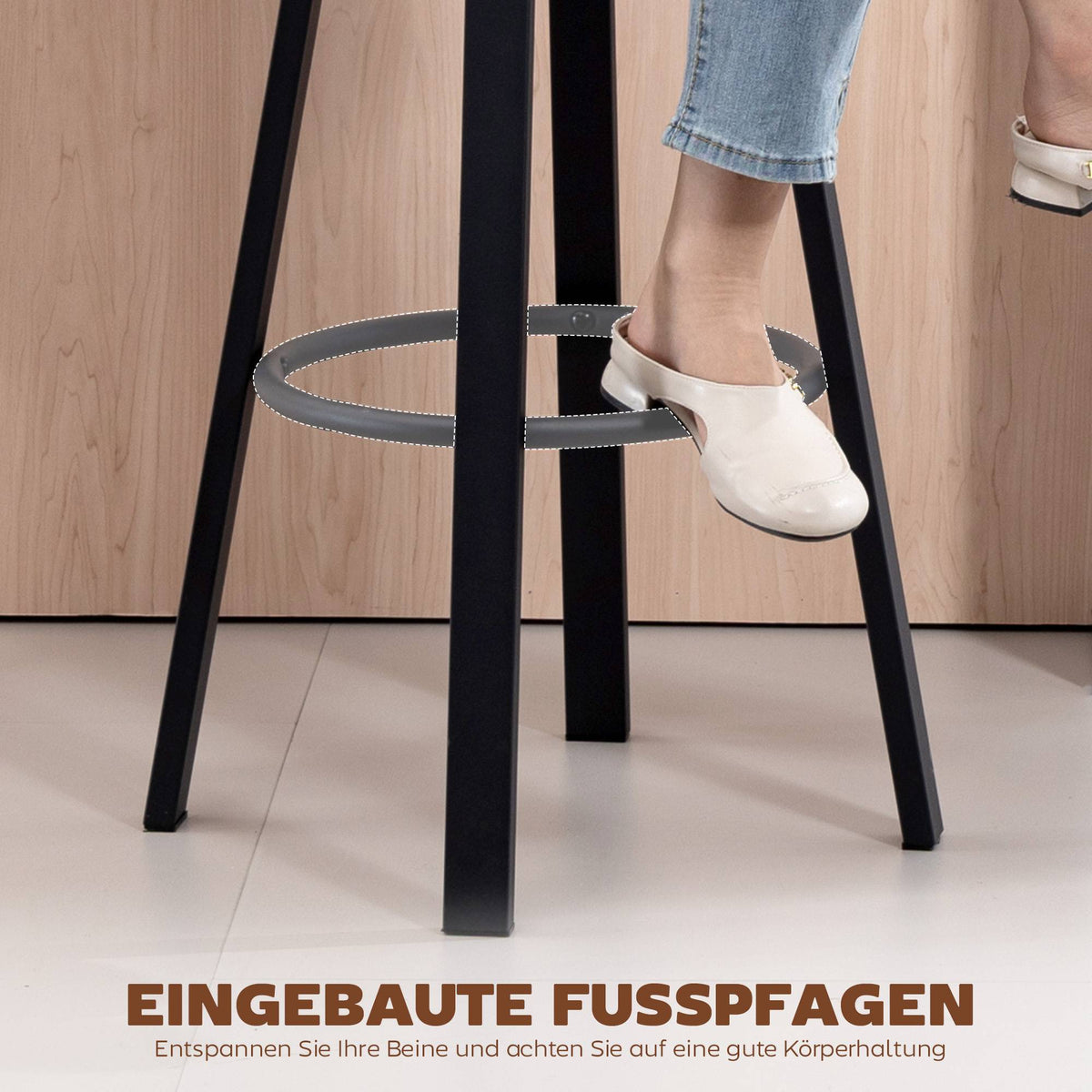 2-Piece Black Faux Leather Bar Stools, Swivel, Footrest