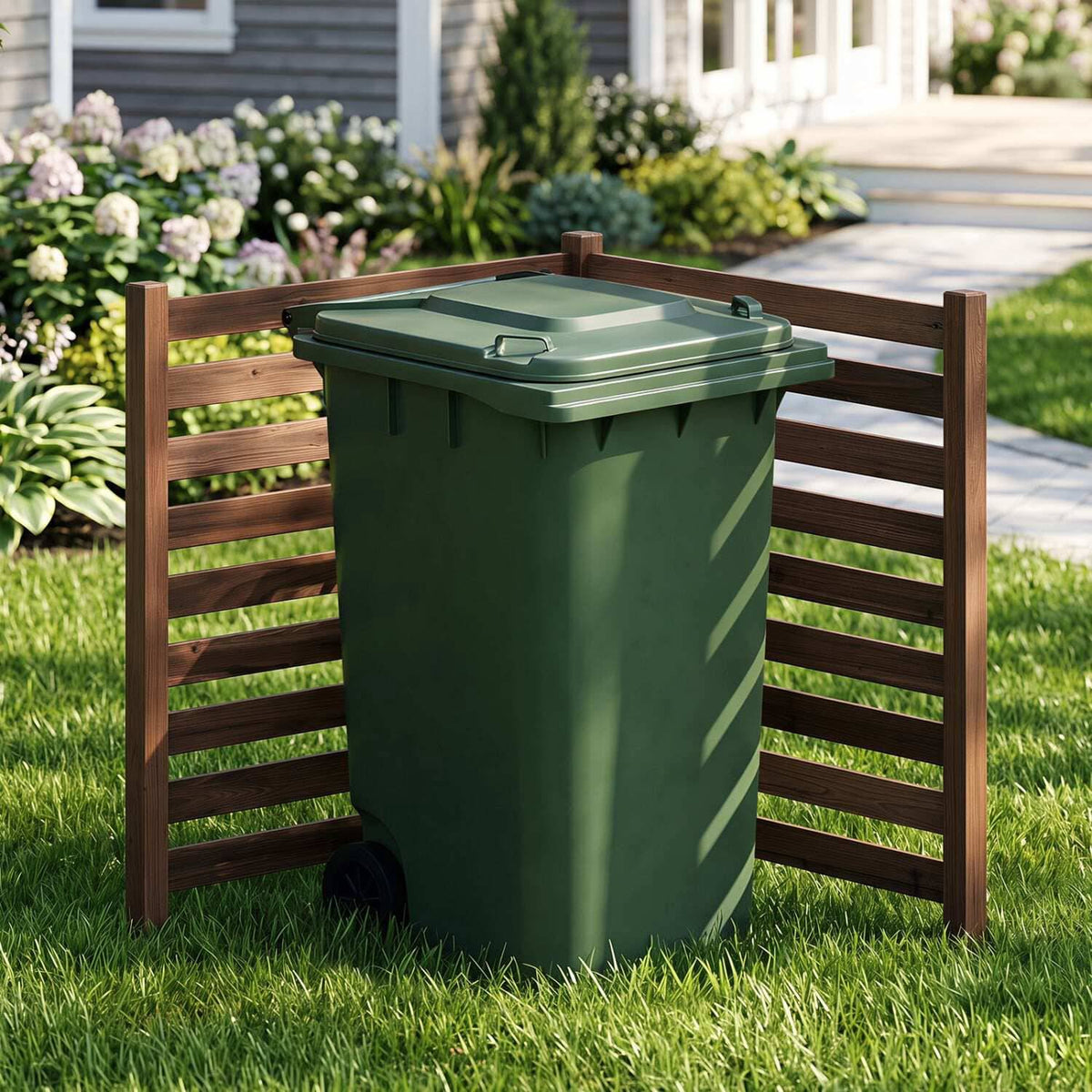 2-Piece Cedar Wood Garden Fence with Metal Posts, Brown