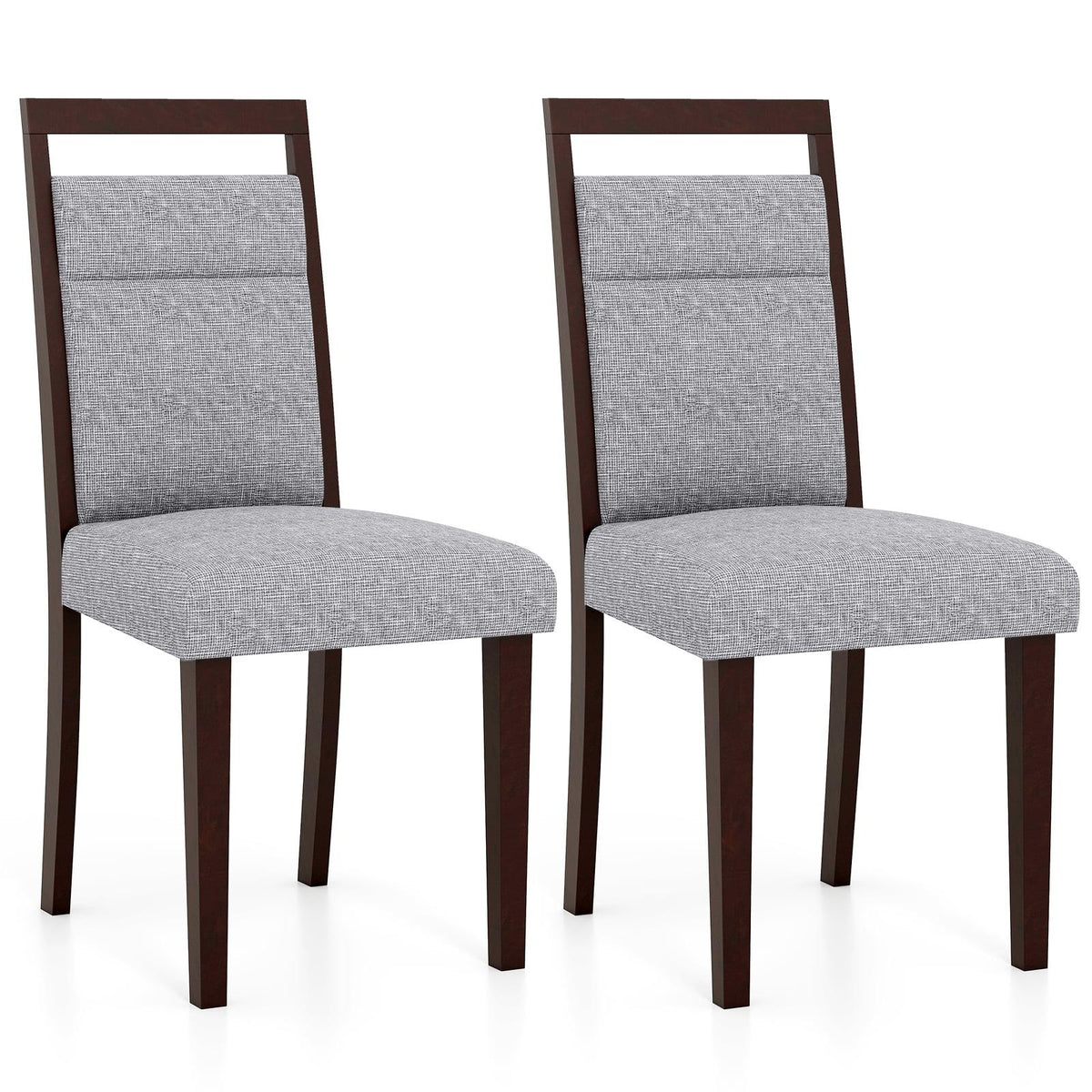 2-Piece Dining Chairs Set, Padded Seat & Back, Grey
