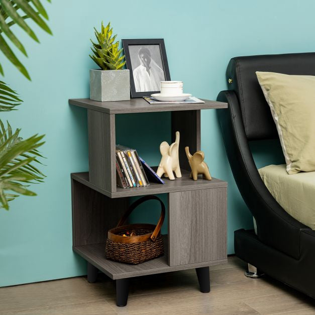 2-Piece Modern Nightstand Set, 2-Tier, Solid Wood Legs