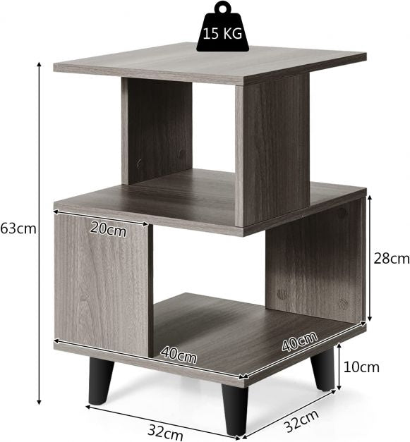 2-Piece Modern Nightstand Set, 2-Tier, Solid Wood Legs