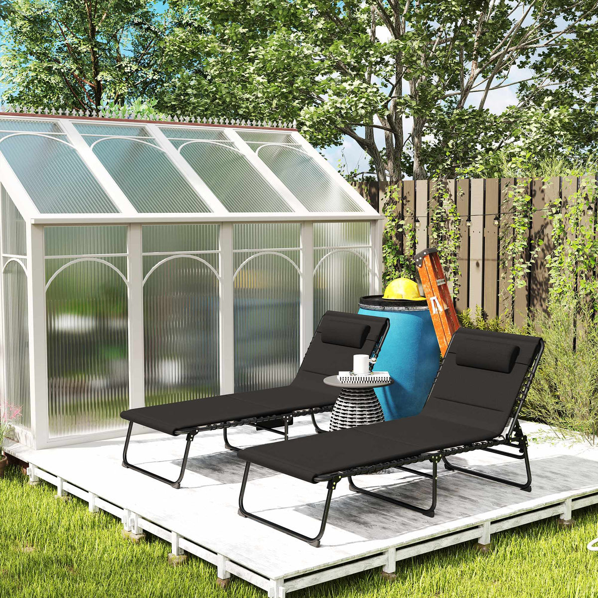 2-Piece Outdoor Sun Lounger Set, Adjustable, Steel Frame