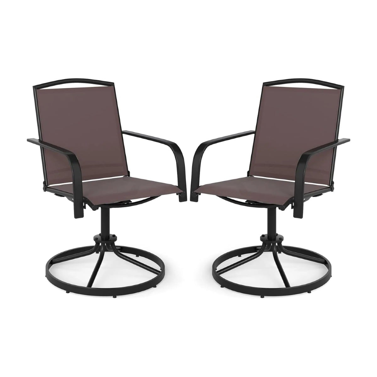 2-Piece Swivel Patio Chairs, Quick-Dry Fabric, Brown