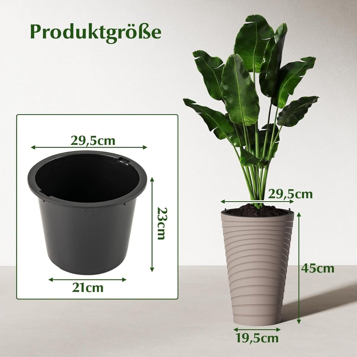 2-Piece Weatherproof Planter Set with Drainage, 45 cm