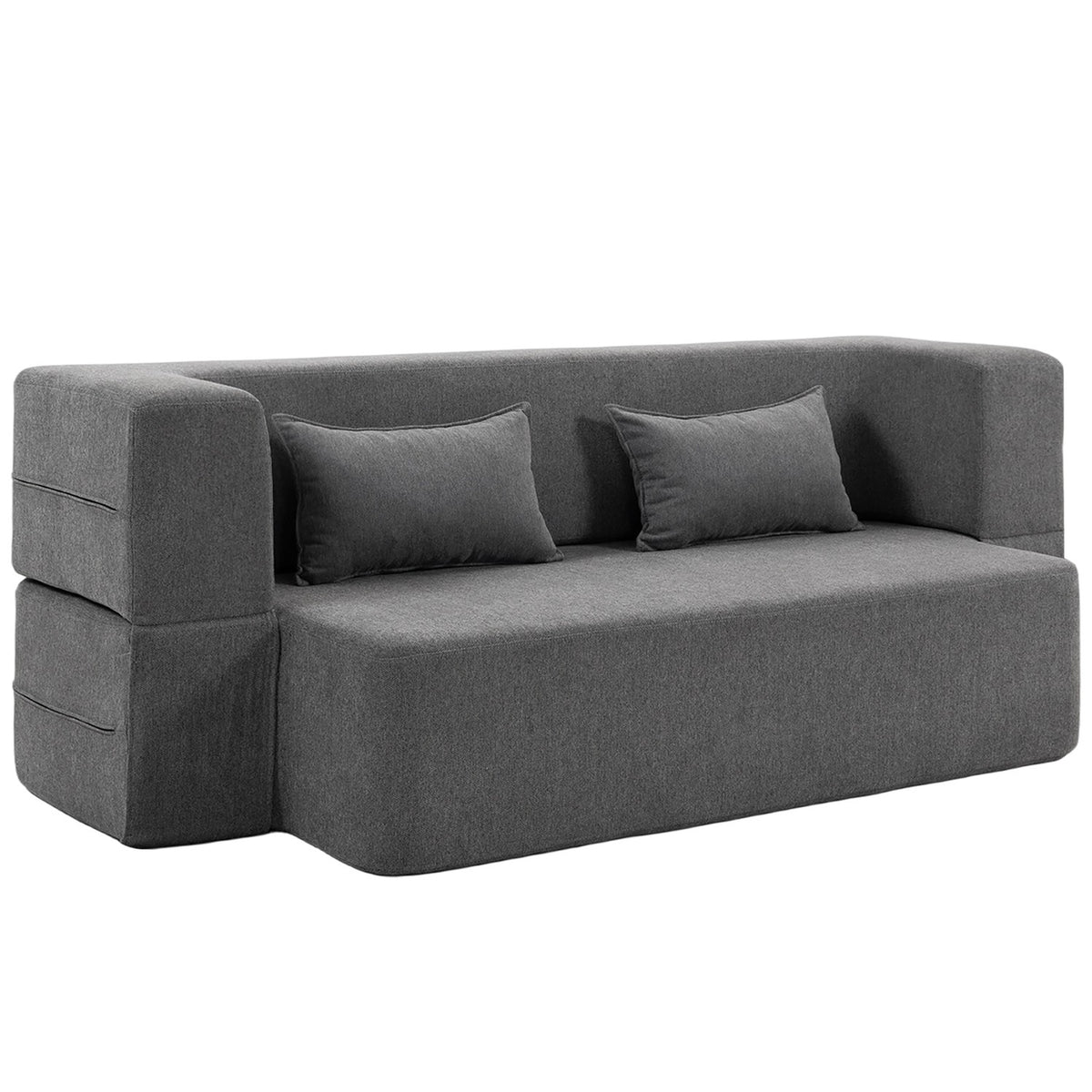 2-Seater Foam Sofa Bed, Wide Armrests, 360kg Capacity, Grey