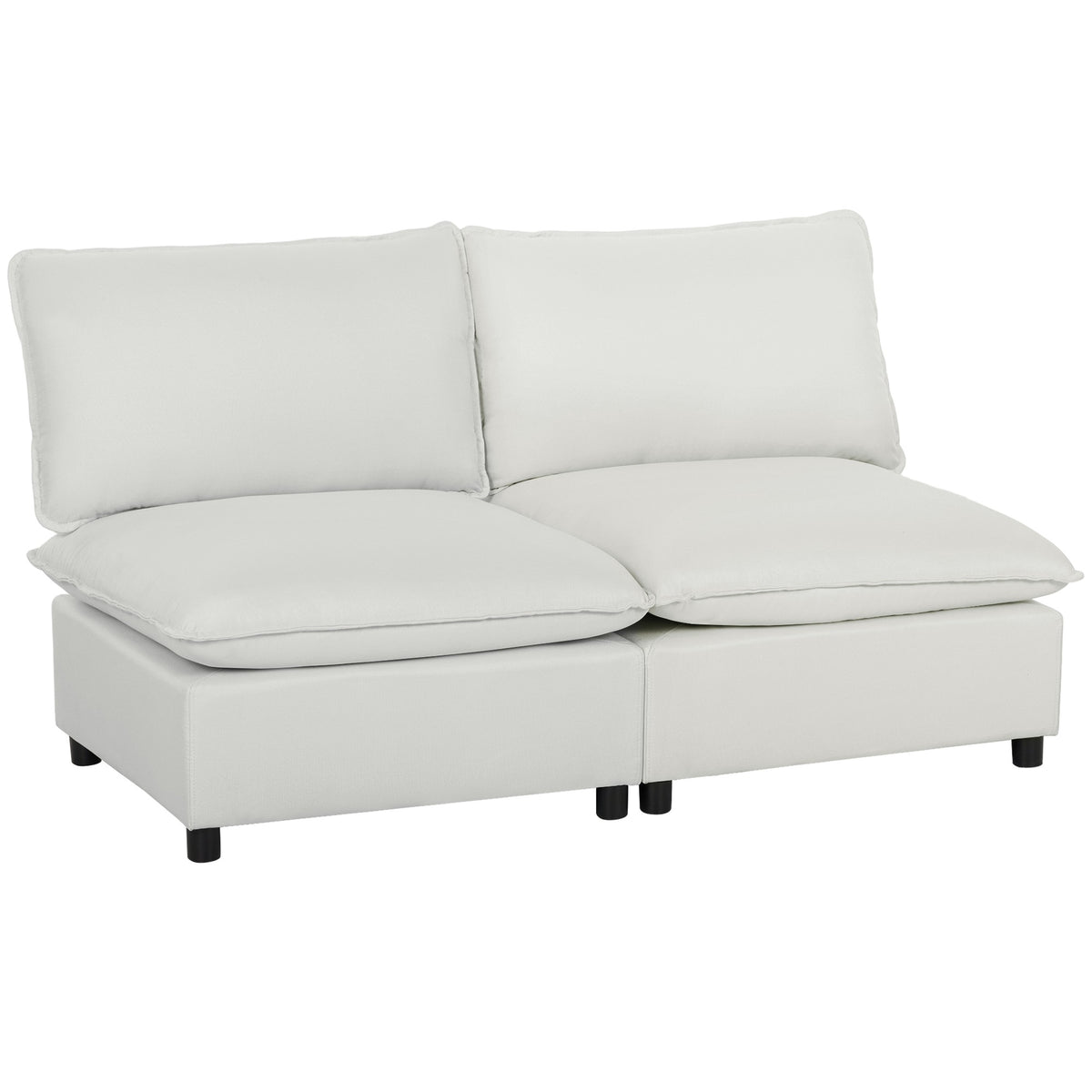 2-Seater Modular Sofa, 146 cm Faux Leather, Grey