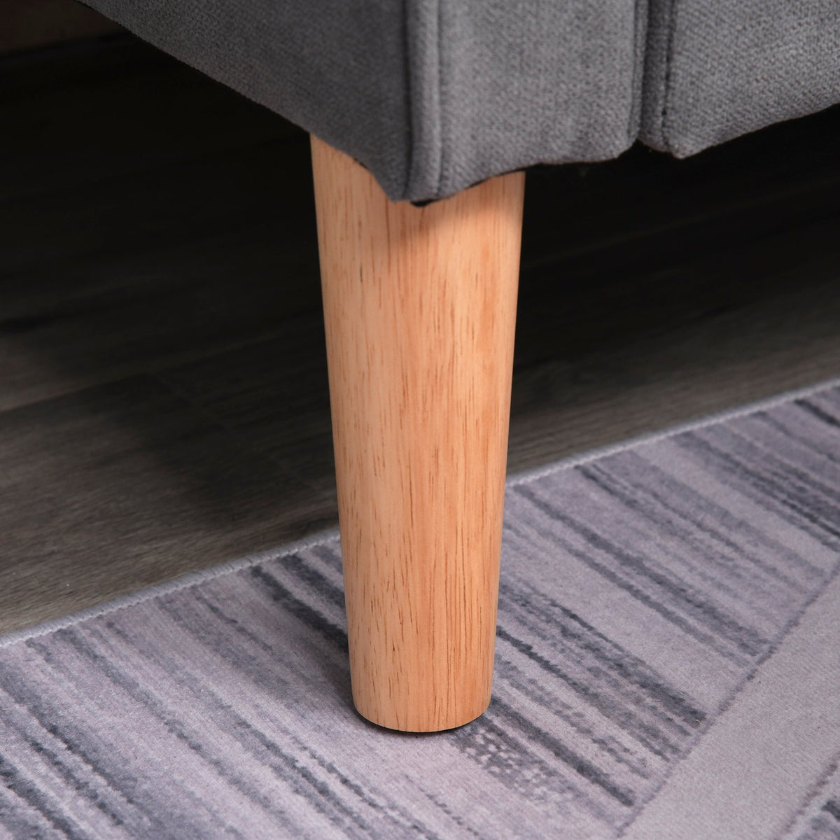 2-Seater Sofa Fabric Sofa Double Sofa Removable With Cushions Rubber Wood Cotton Gray 117 X 62 X 78 Cm