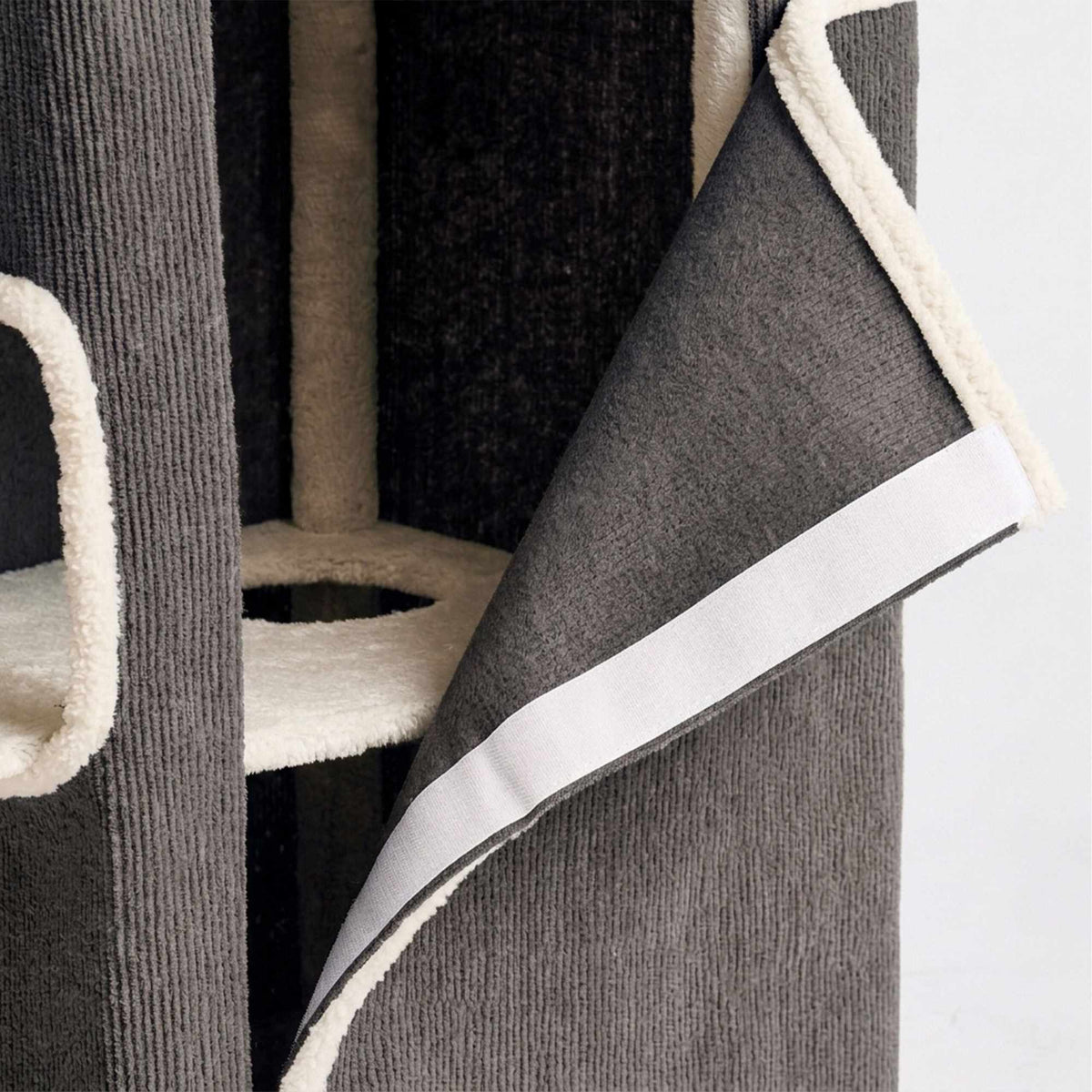 2-Storey Cat House with Sisal Post and Toys - Grey