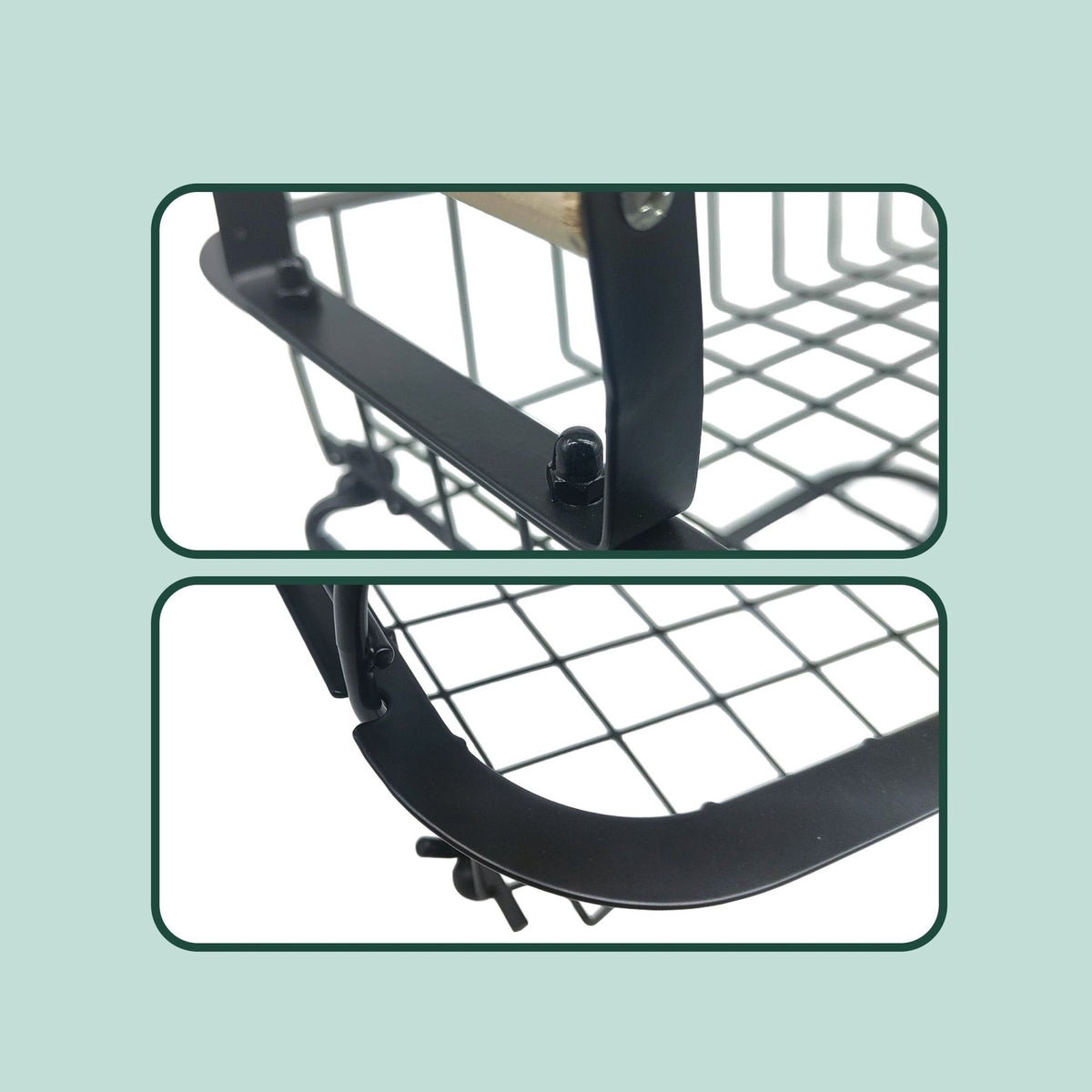 2-Tier Metal Fruit Basket with Wooden Handles