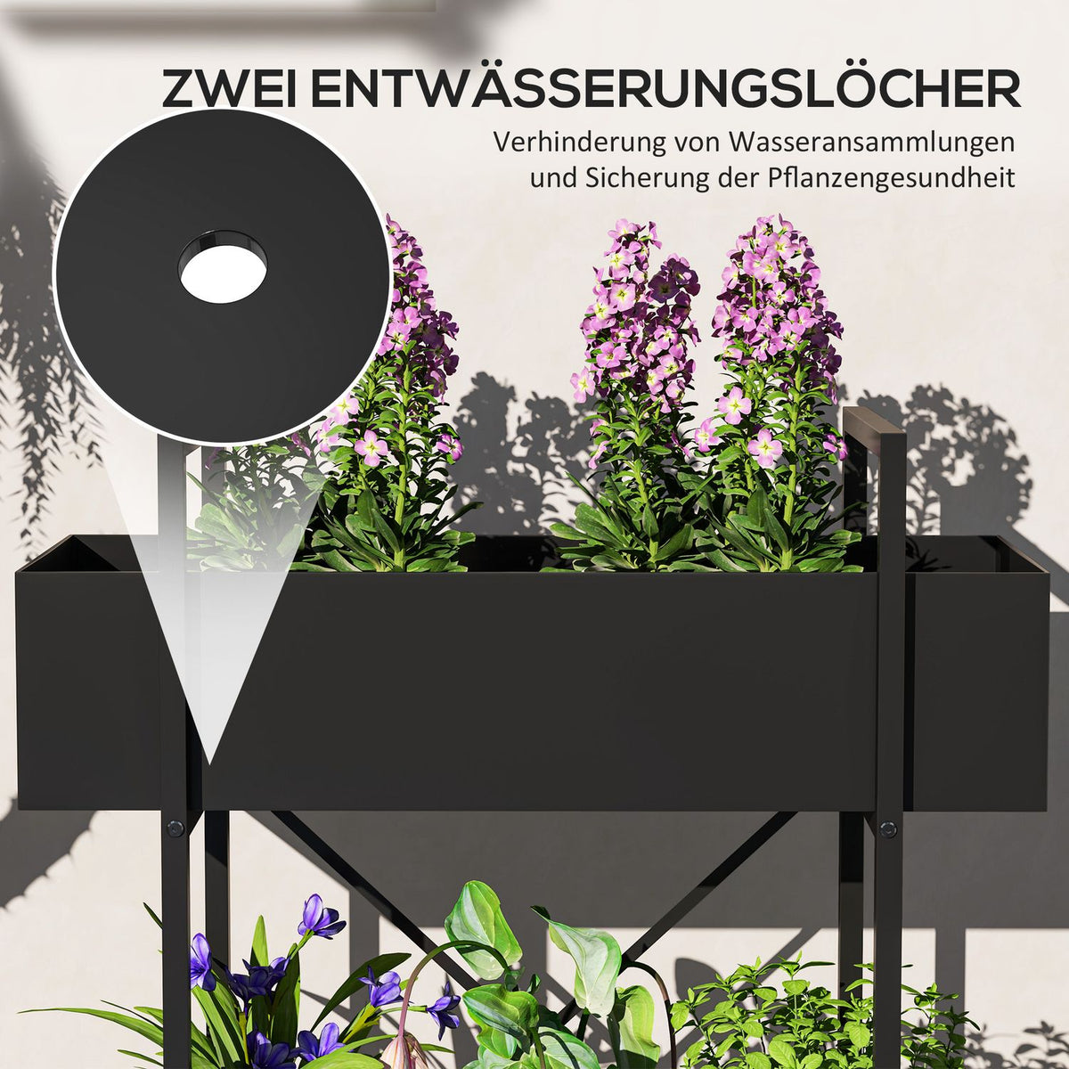 2-Tier Plant Stand, Flower Stand for Indoor Outdoor Use, Metal Plant Shelf, Multi-Tier Flower Shelf, 70 cm High Flower Stairs for Living Room, Garden Balcony Decoration, Black