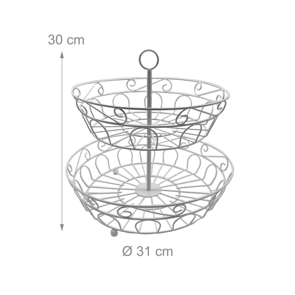 2-Tier Round Fruit Bowl Stand – Open Lattice Design