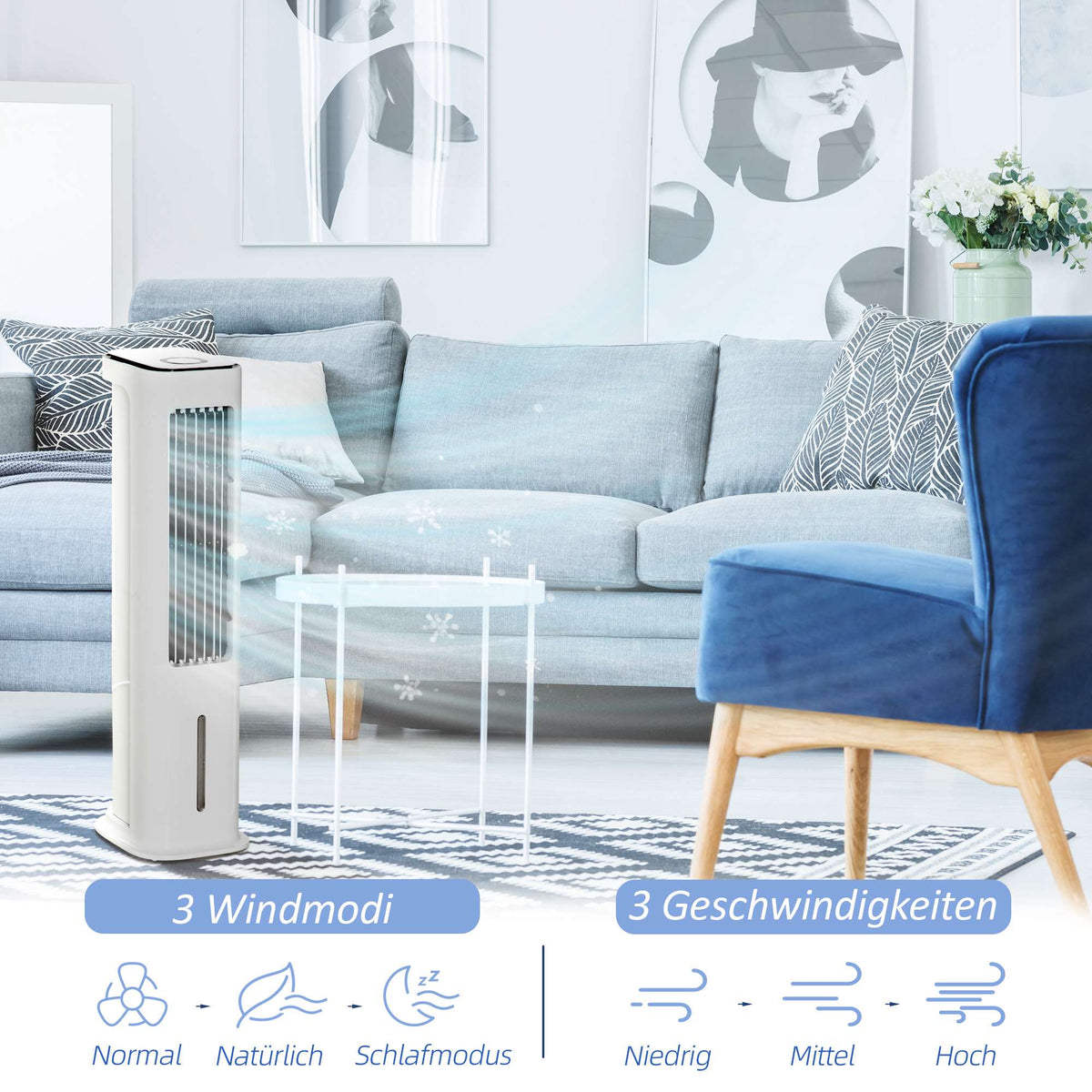 2-in-1 Air Cooler with 5L Tank, 12h Timer, for 20㎡