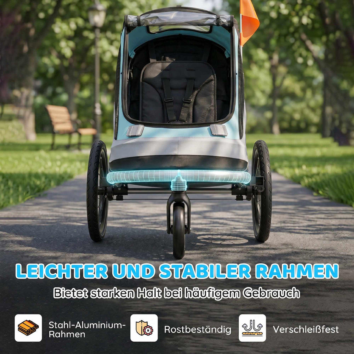 2-in-1 Bike Trailer Stroller, Foldable, 16in Air Tires