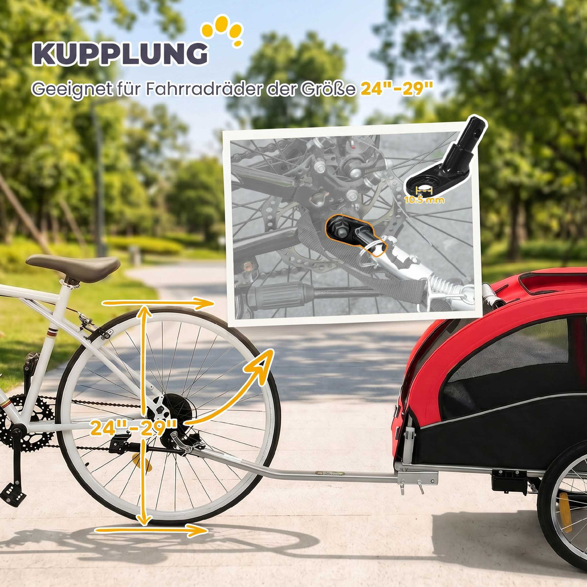 2-in-1 Dog Bike Trailer Stroller, Foldable, Up To 20 kg