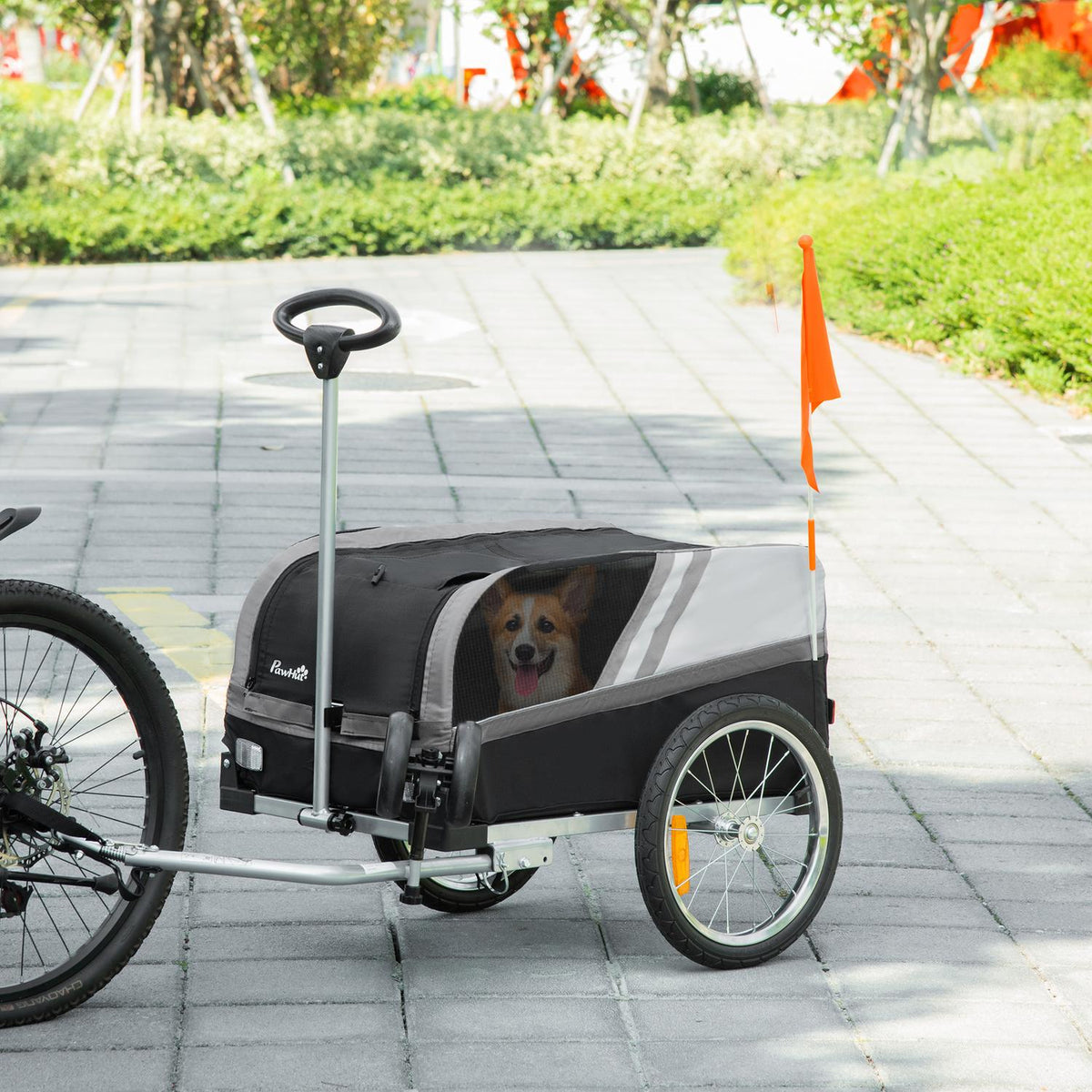 2-in-1 Dog Trailer Pet Trolley & Bicycle Trailer Breathable Oxford Fabric for Travel & Excursions