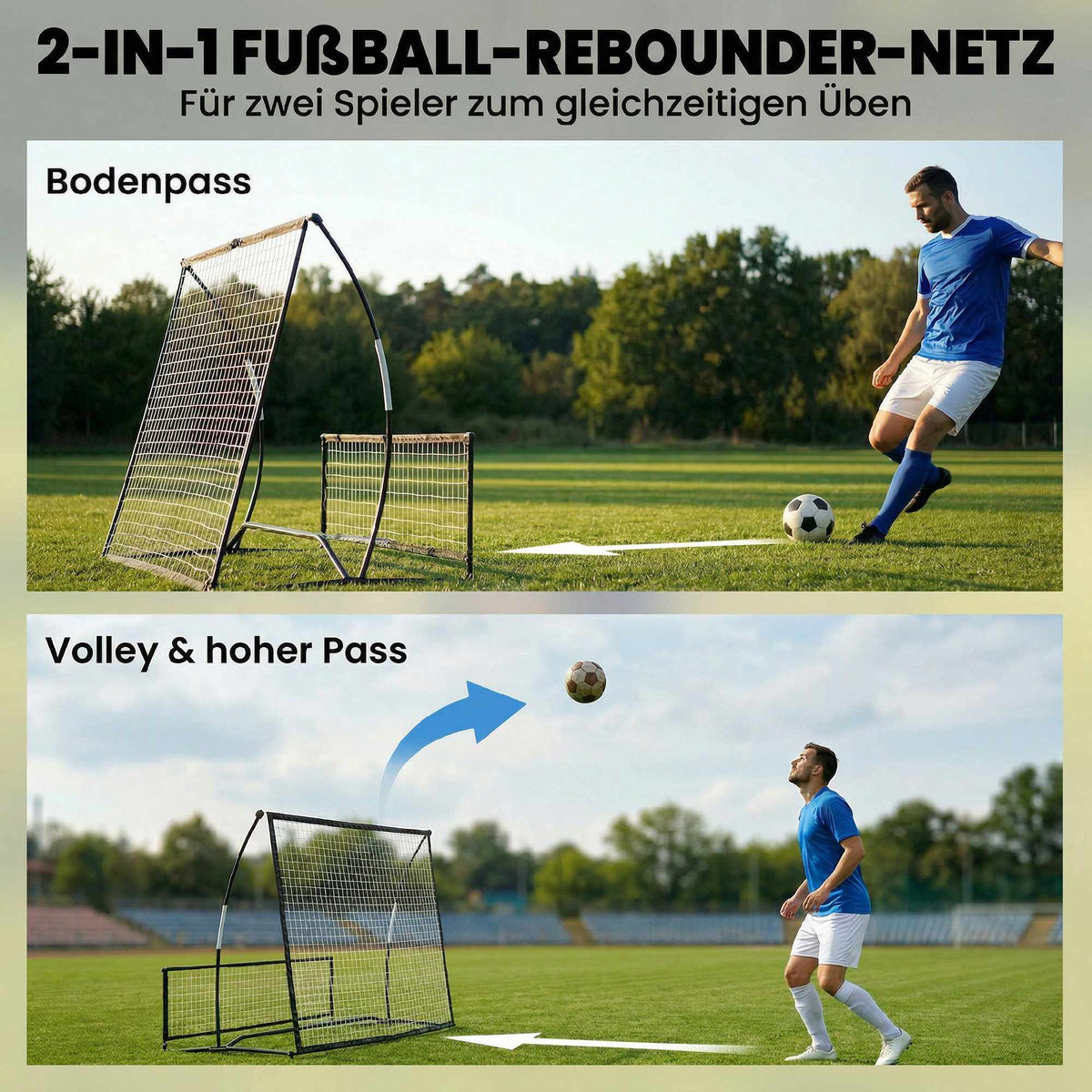 2-in-1 Foldable Soccer Rebounder, Black, 200 x 94 cm