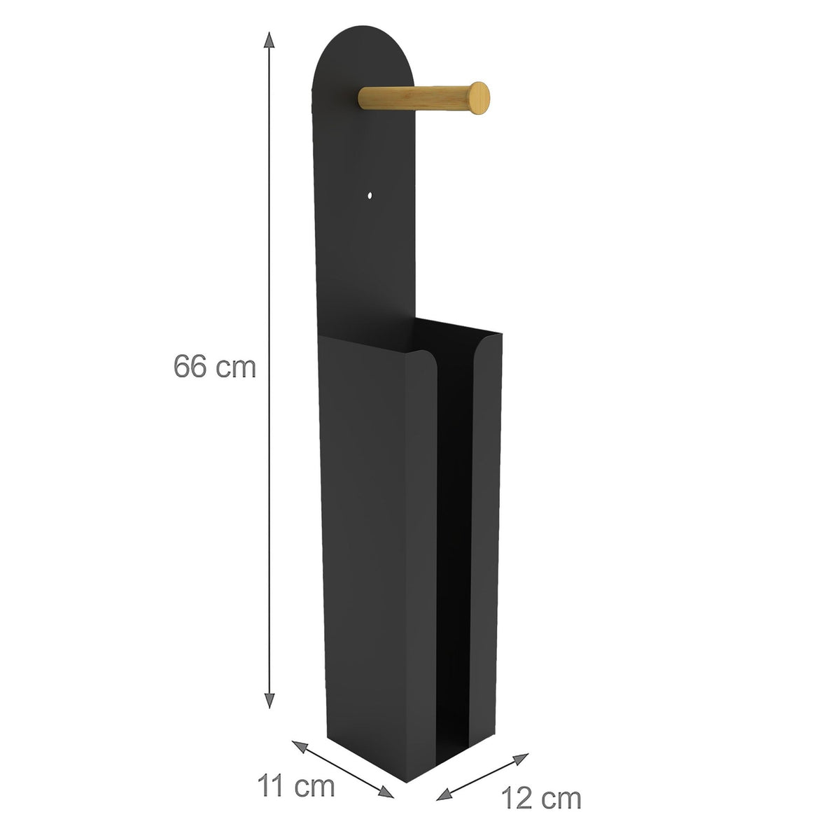 2-in-1 Freestanding Toilet Roll Holder, Bamboo & Metal