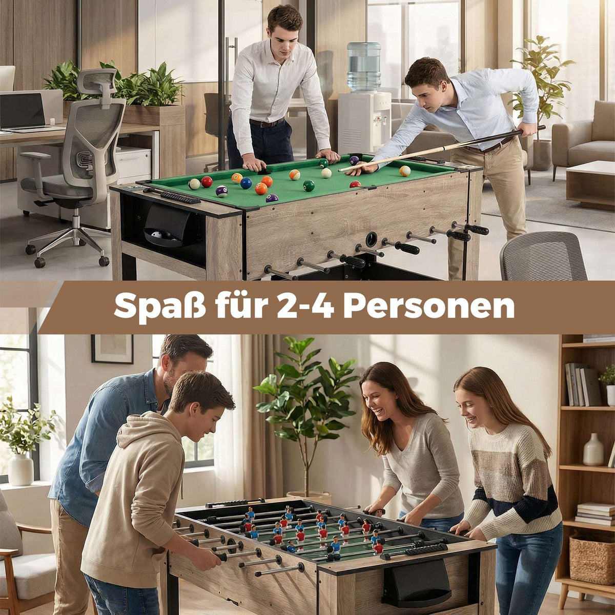 2-in-1 Rotating Game Table – Foosball & Billiards Set